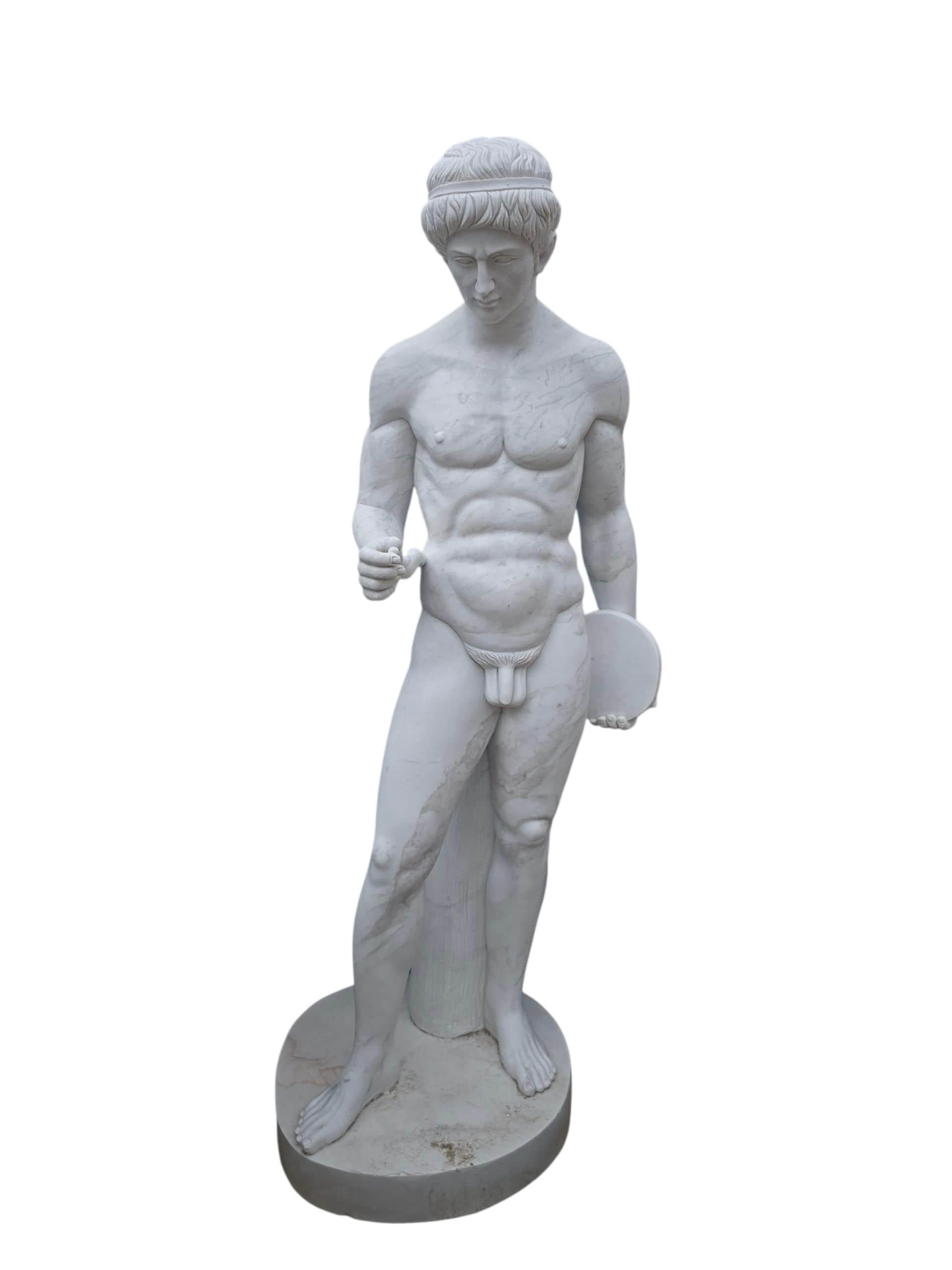 Fine XX secolo Grande scultura in marmo del Discobolo, Italia, anni '70 in vendita