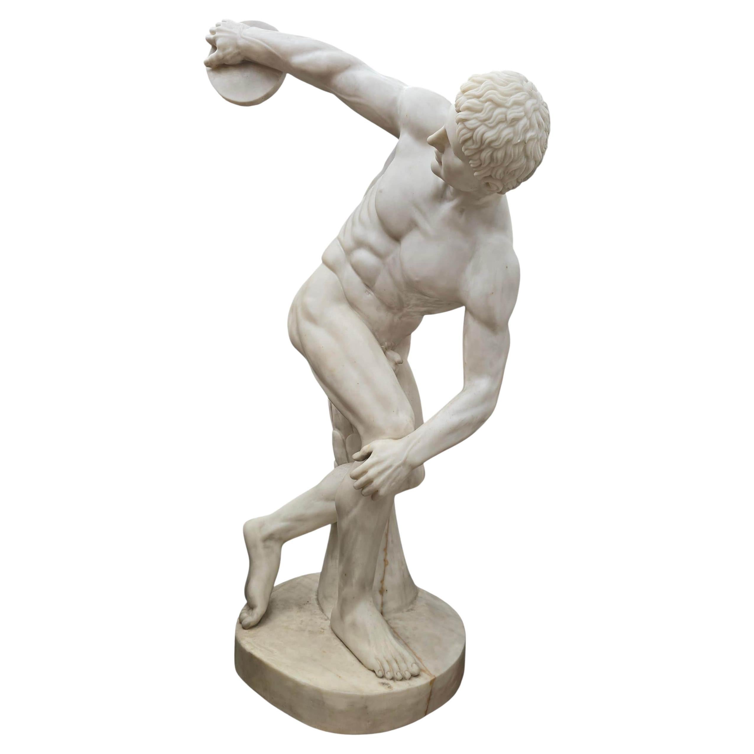 Große Marmorskulptur des Discobolus, Italien, 1970er Jahre