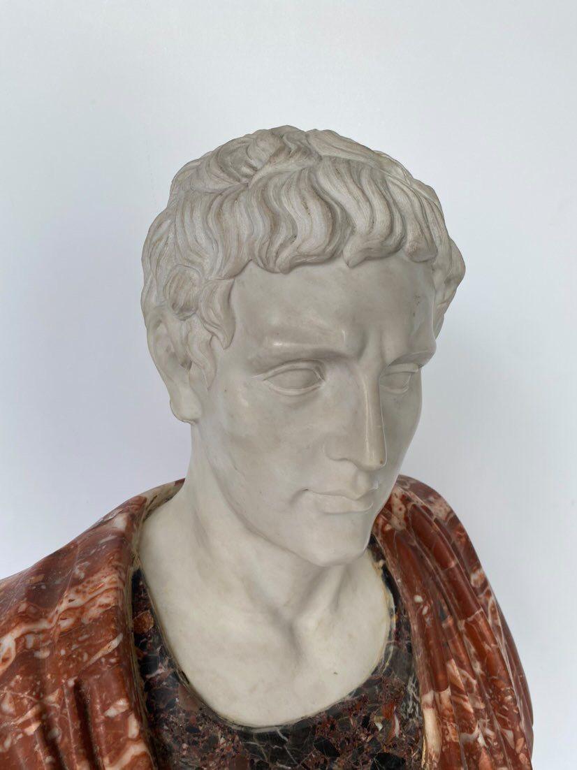 Italian Large Marble Specimen Bust of Julius Caesar For Sale