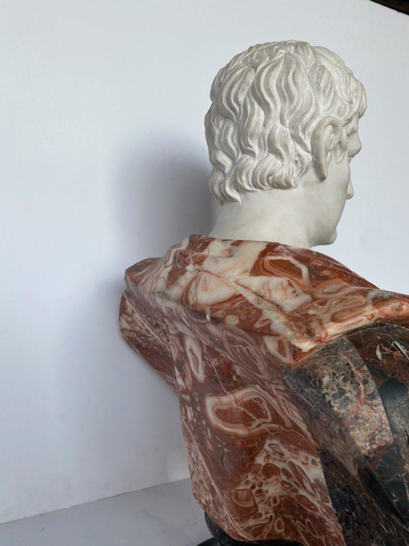 Large Marble Specimen Bust of Julius Caesar In Good Condition For Sale In Los Angeles, CA