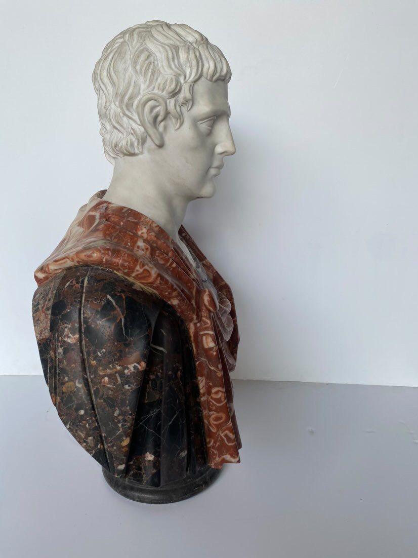 Early 20th Century Large Marble Specimen Bust of Julius Caesar For Sale