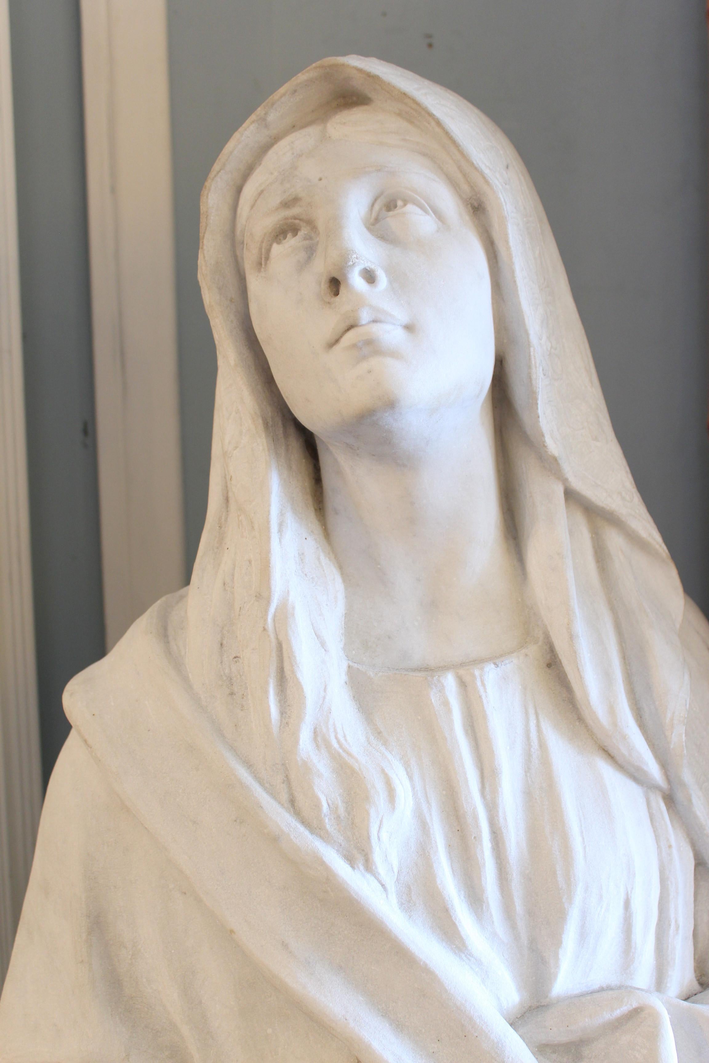 virgin mary marble statue