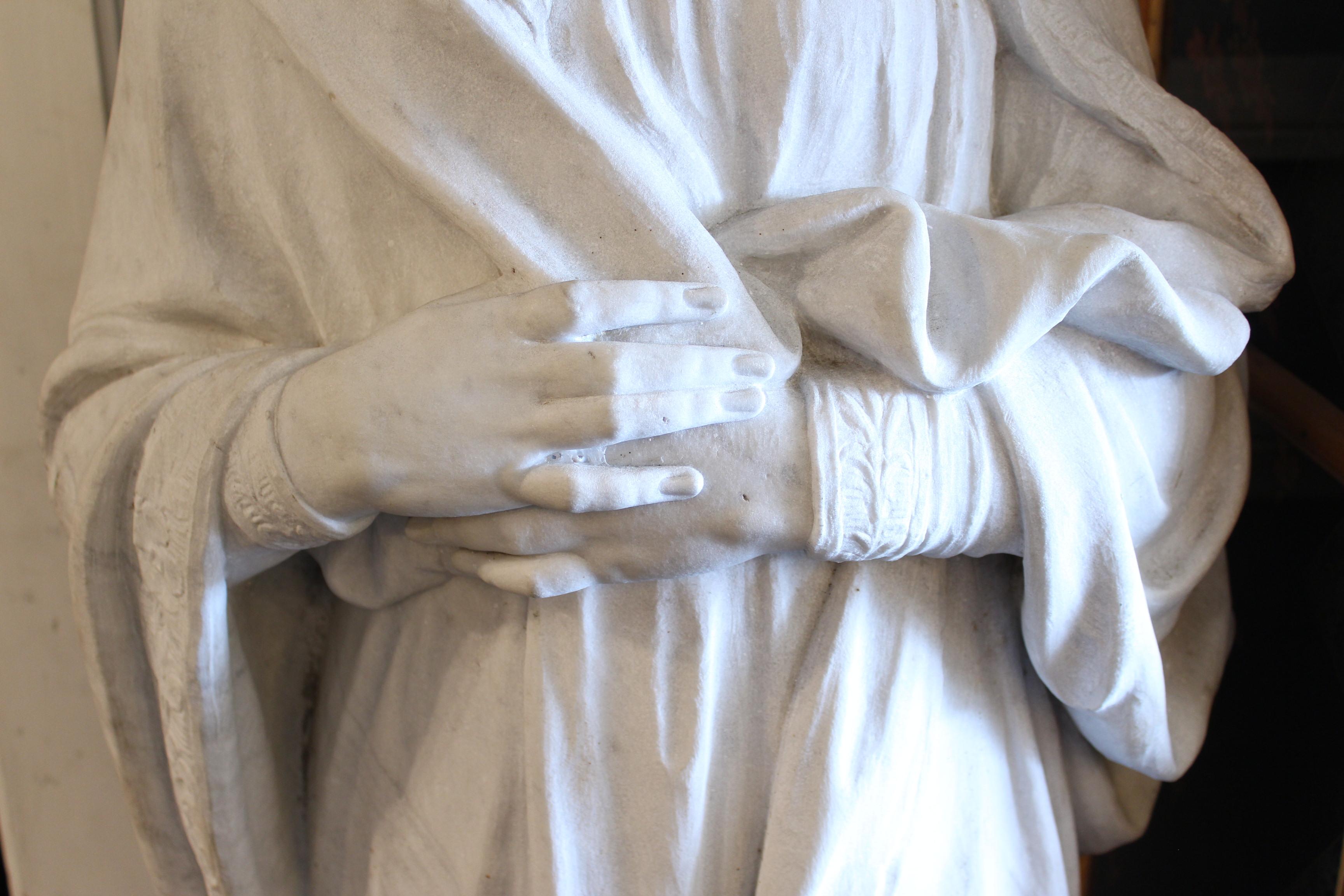 Baroque Large Marble Statue of the Virgin Mary