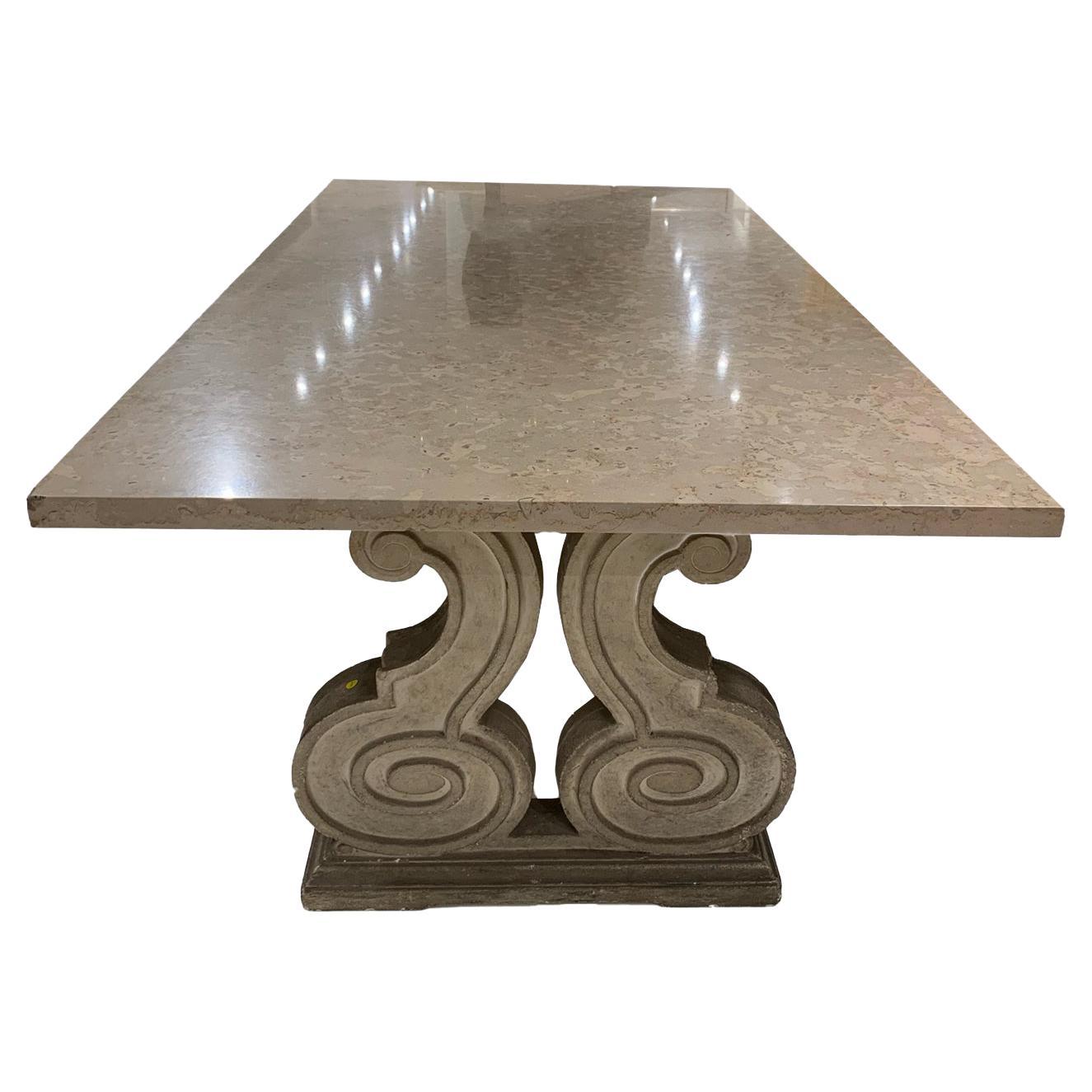 Large Marble & Stone Base Table