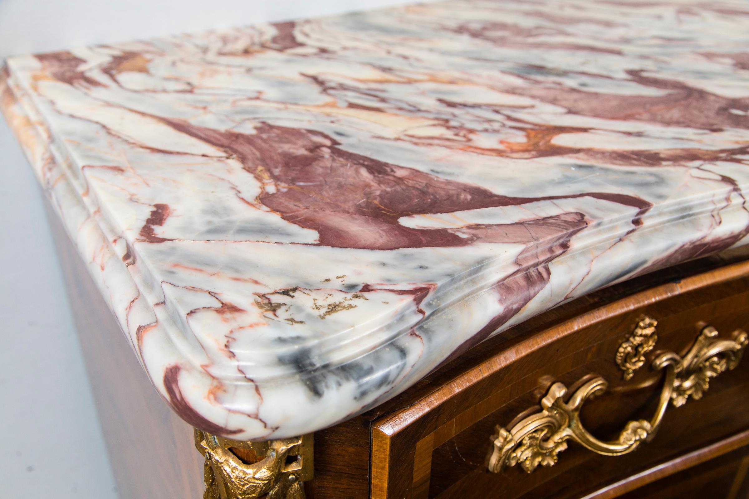 Rococo Large Marble Top Continental Commode For Sale