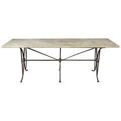 Large Marble Top Garden Table from France, circa 1920
