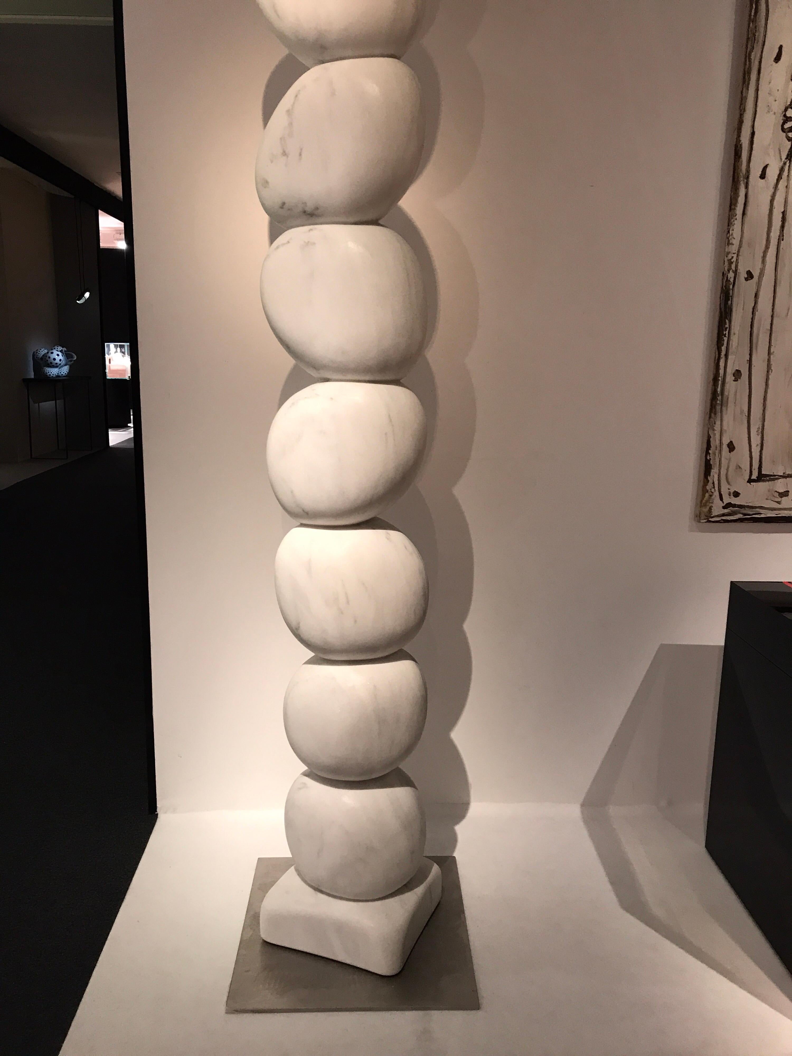 French Large Marble TOTEM Sculpture by Jean Frederic Bourdier