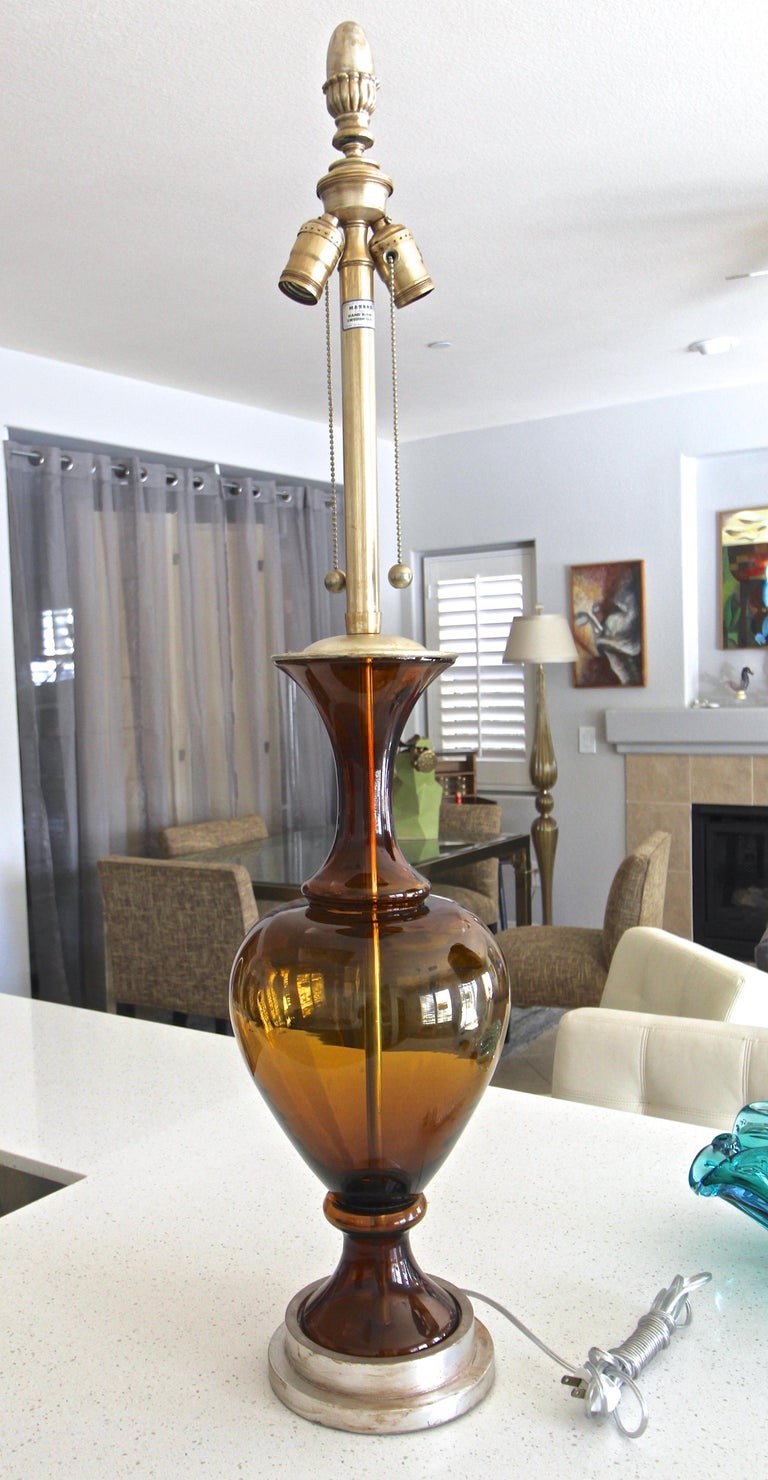 Large Marbro Swedish Root Beer Brown Glass Table Lamp For Sale at 1stDibs
