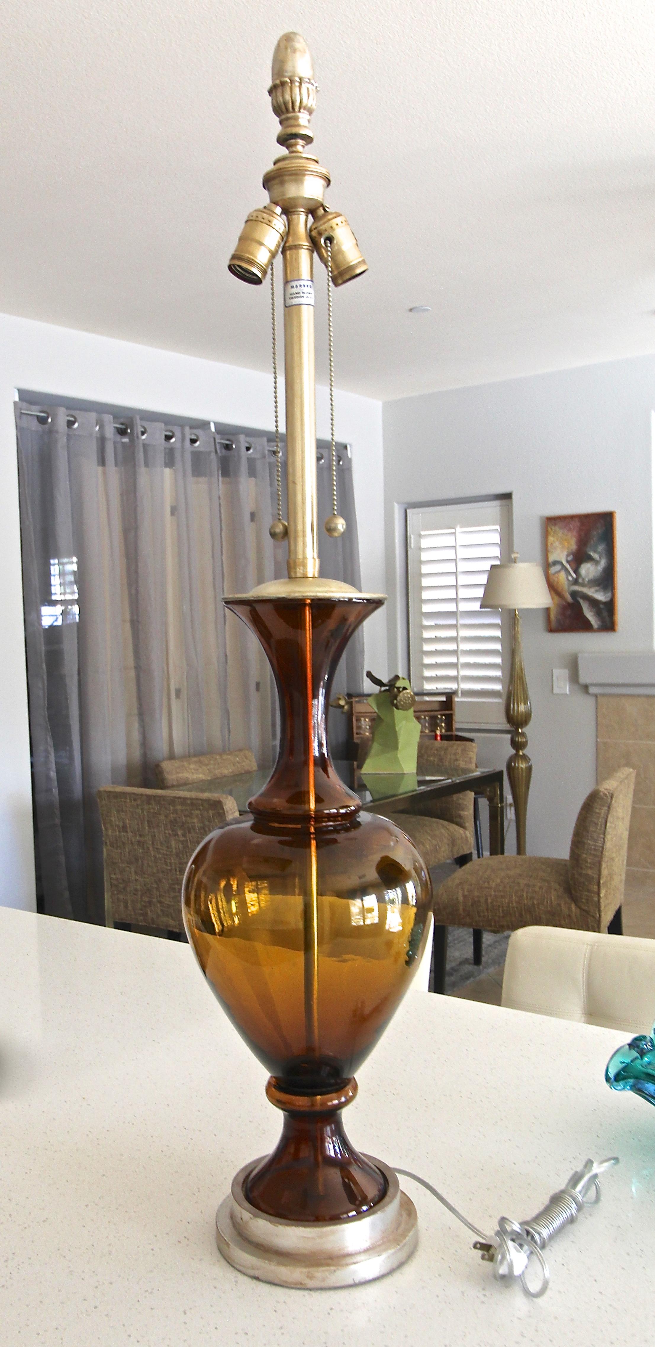 Large Marbro Swedish Root Beer Brown Glass Table Lamp 4