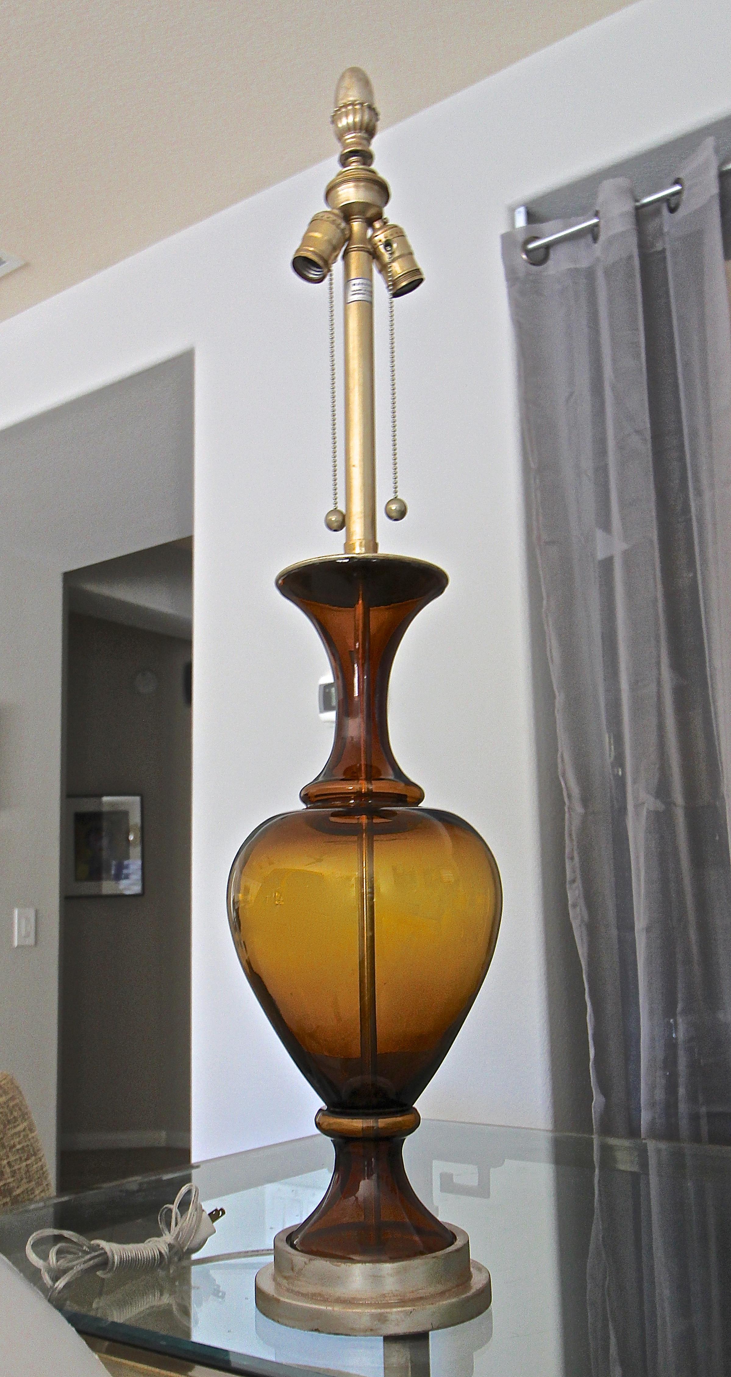 Large Marbro Swedish Root Beer Brown Glass Table Lamp 5