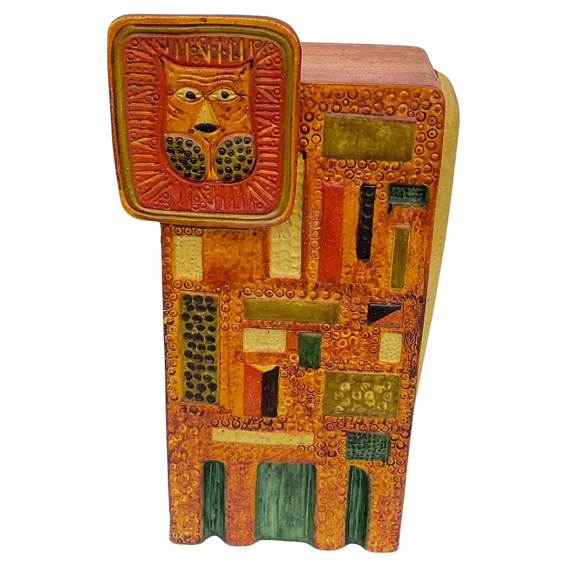 LARGE Marcello Fantoni Raymor Lion Table Sculpture Vibrant yellow Pottery Signed