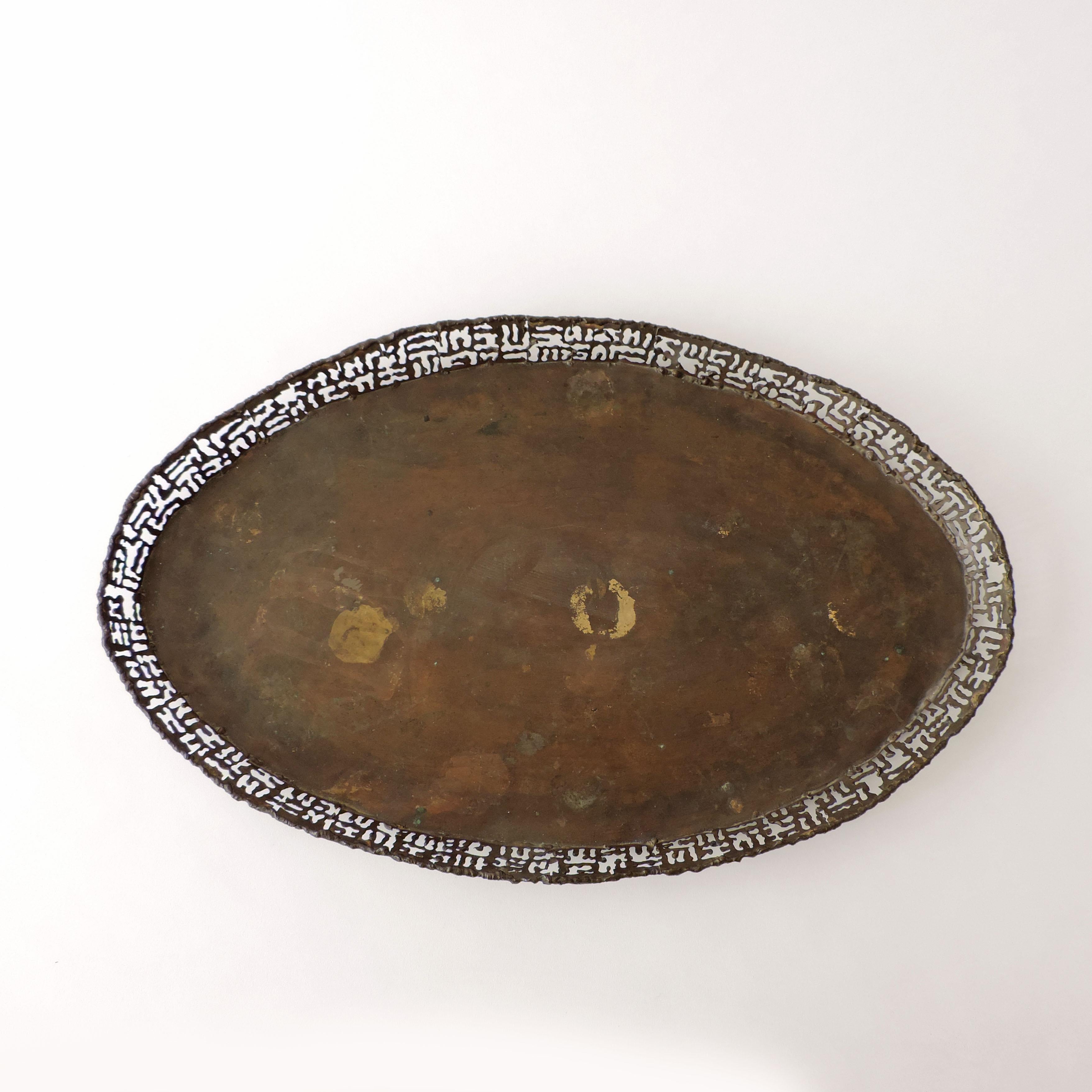 Marcello Fantoni torch cut and welded metal tray, Italy 1960s.