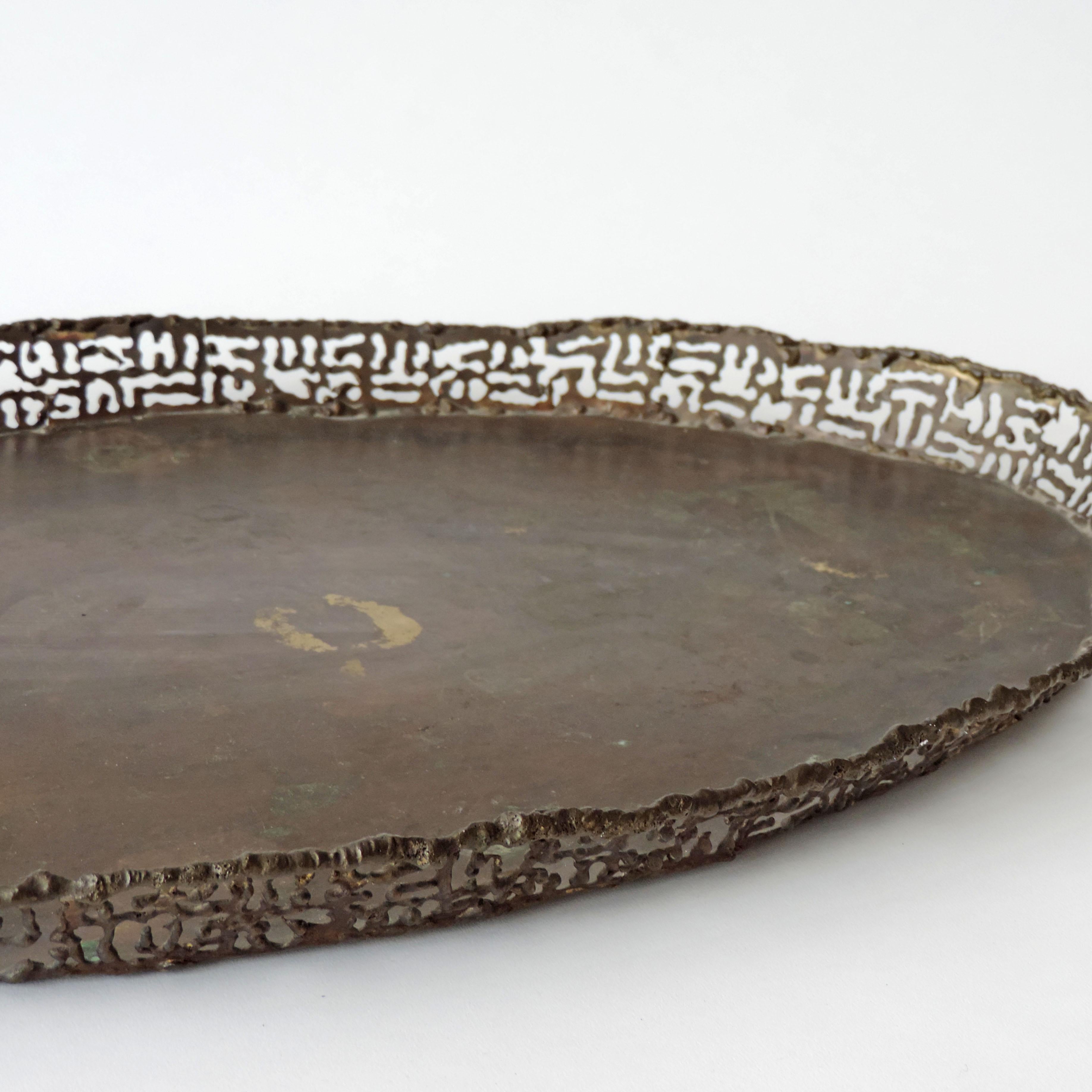 Mid-Century Modern Large Marcello Fantoni Torch Cut and Welded Metal Tray, Italy, 1960s