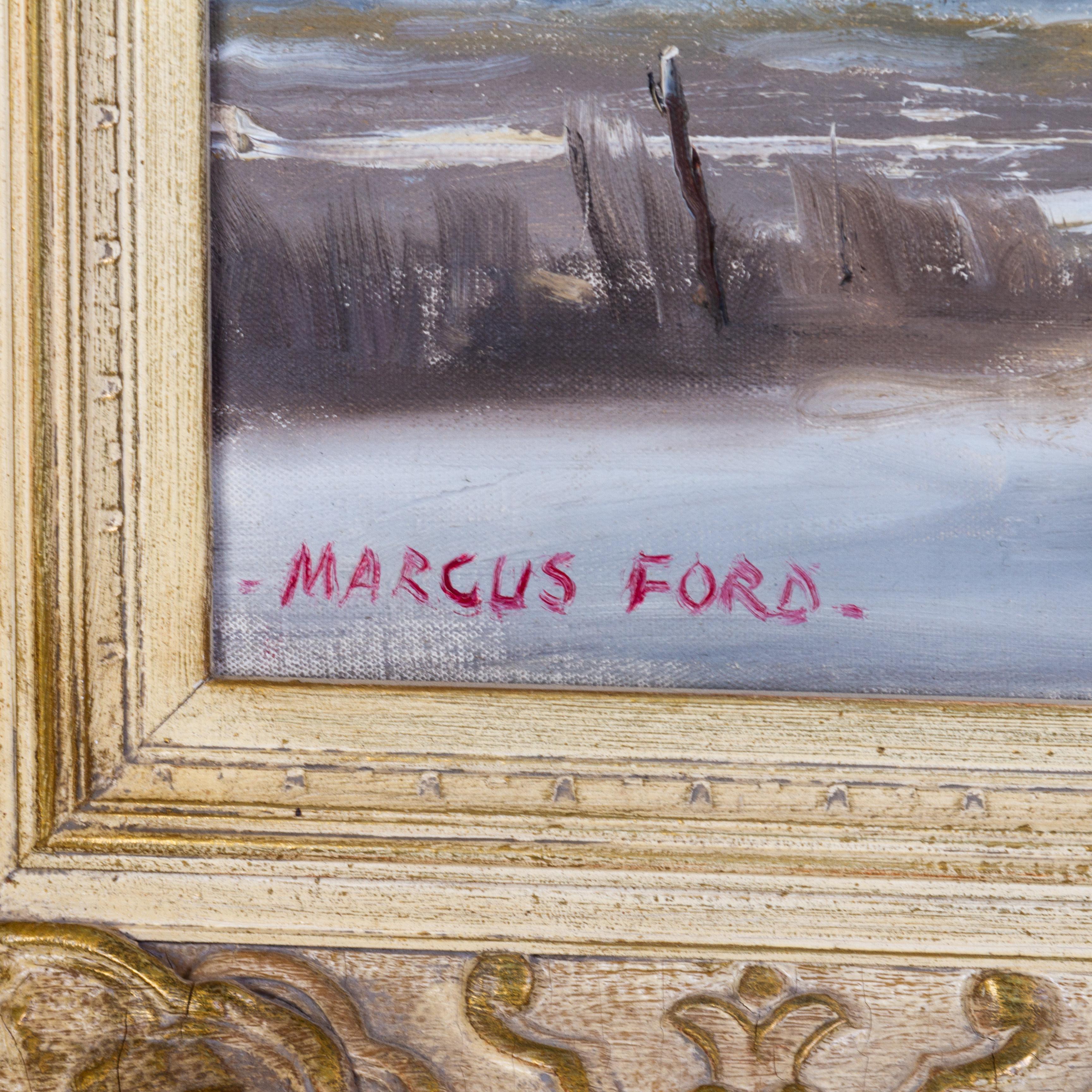 Grande dipinto ad olio di Marcus Ford (Britannico 1914-1989) firmato Paesaggio innevato In condizioni buone in vendita a Nottingham, GB