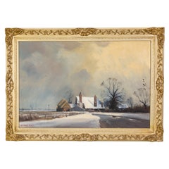 Large Marcus Ford (British 1914-1989) Signed Snowy Landscape Oil Painting 