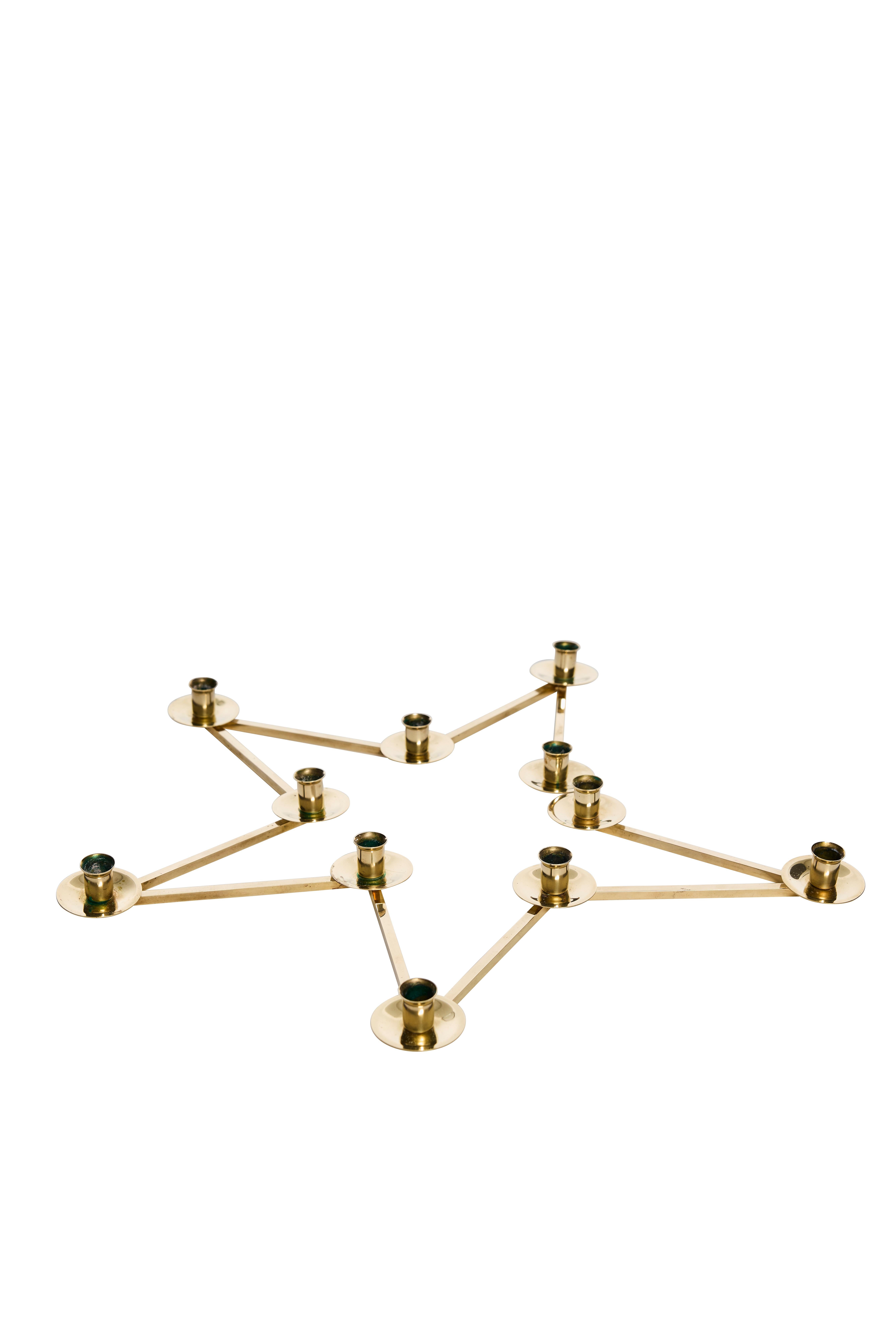 Scandinavian Modern Large “Margareta” Modular Brass Candleholders by Lars Holmström, Sweden, 1920s For Sale