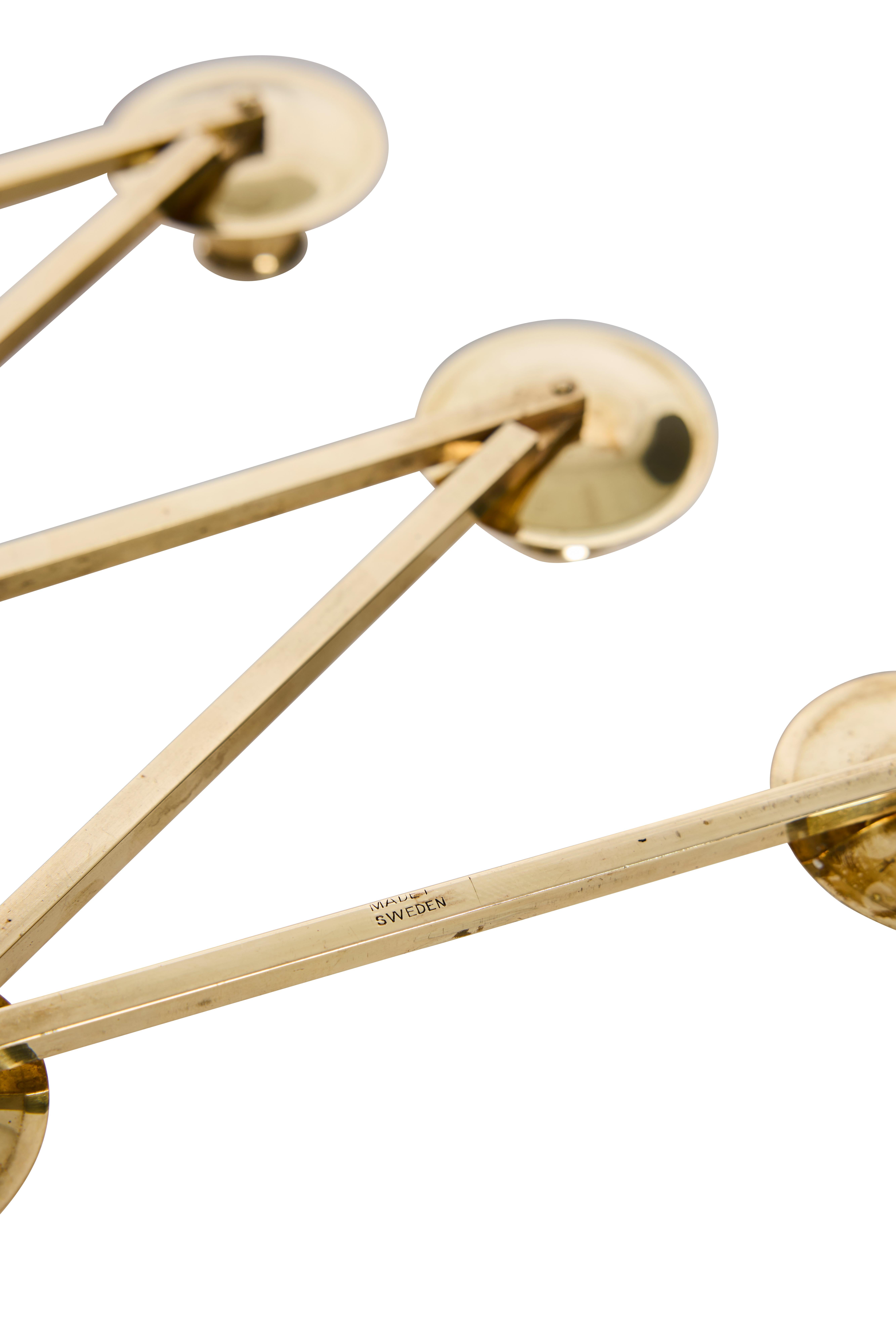 Early 20th Century Large “Margareta” Modular Brass Candleholders by Lars Holmström, Sweden, 1920s For Sale