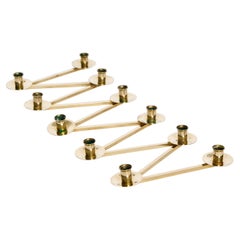 Large “Margareta” Modular Brass Candleholders by Lars Holmström, Sweden, 1920s
