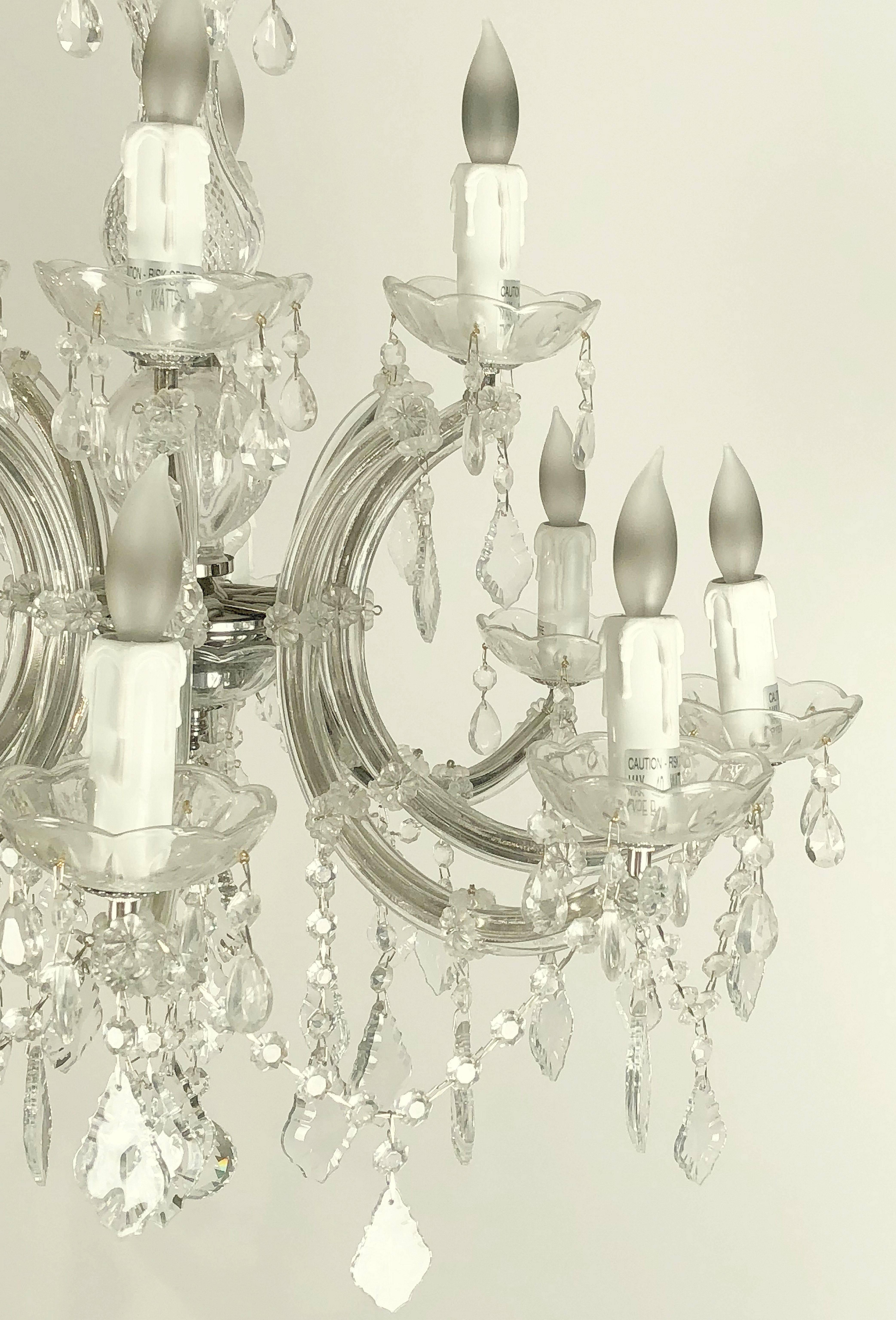 Faceted Large Maria Theresa Twelve-Light Chandelier (24