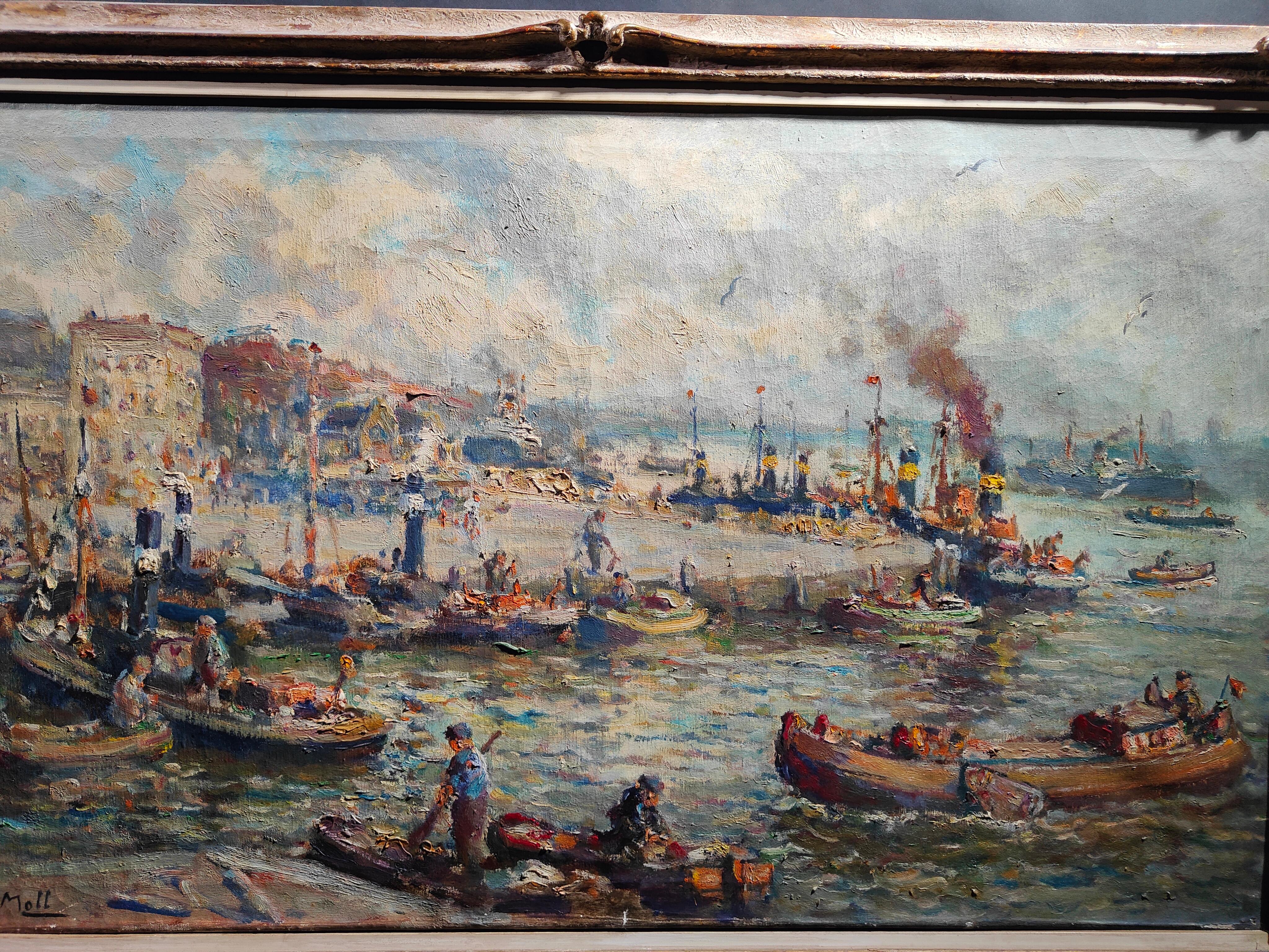 19th Century Large Marine Oil by Evert Moll Voorburg 1878-1955 the Hague For Sale