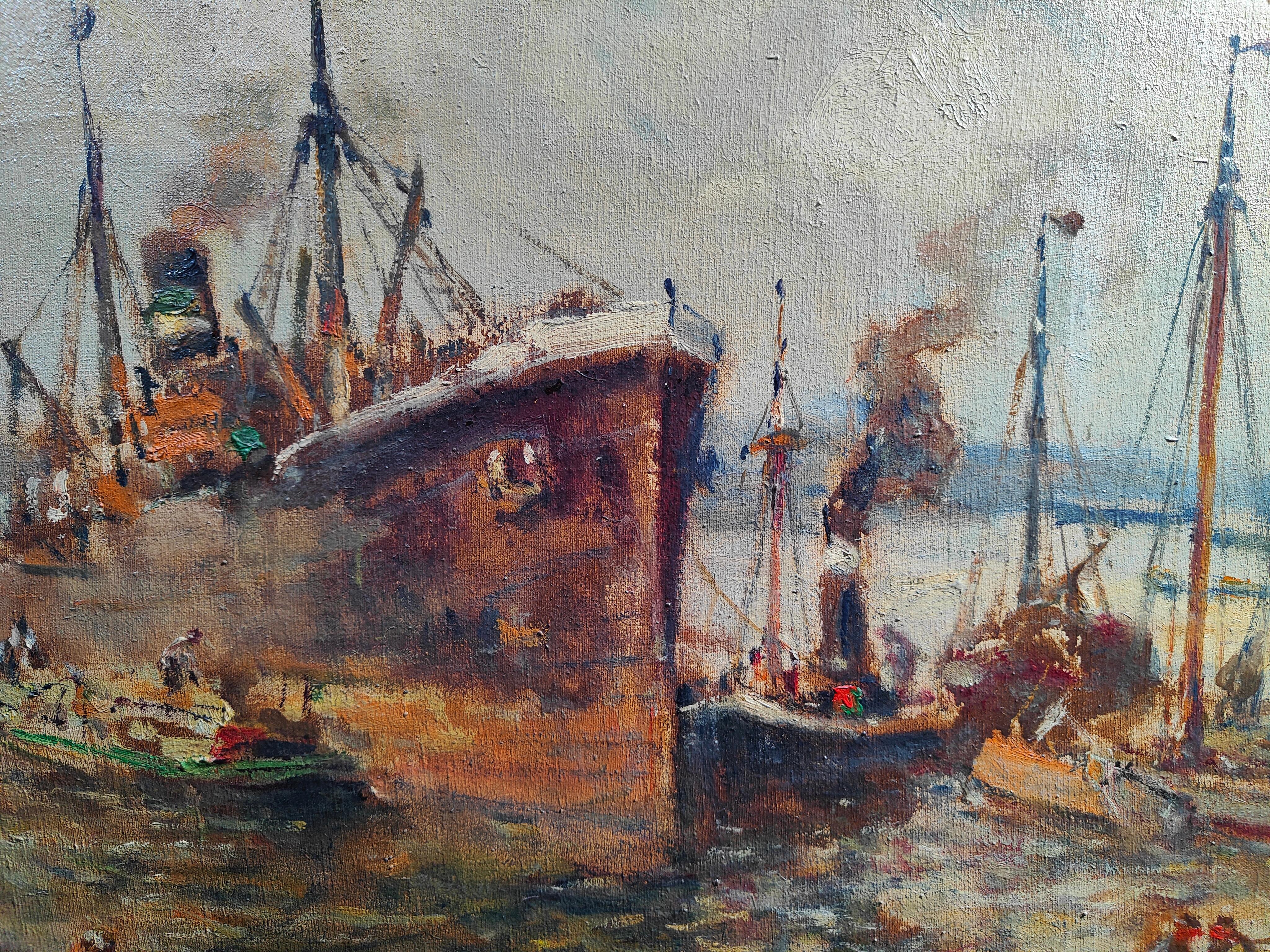 Canvas Large Marine Oil by Evert Moll Voorburg 1878-1955 the Hague For Sale