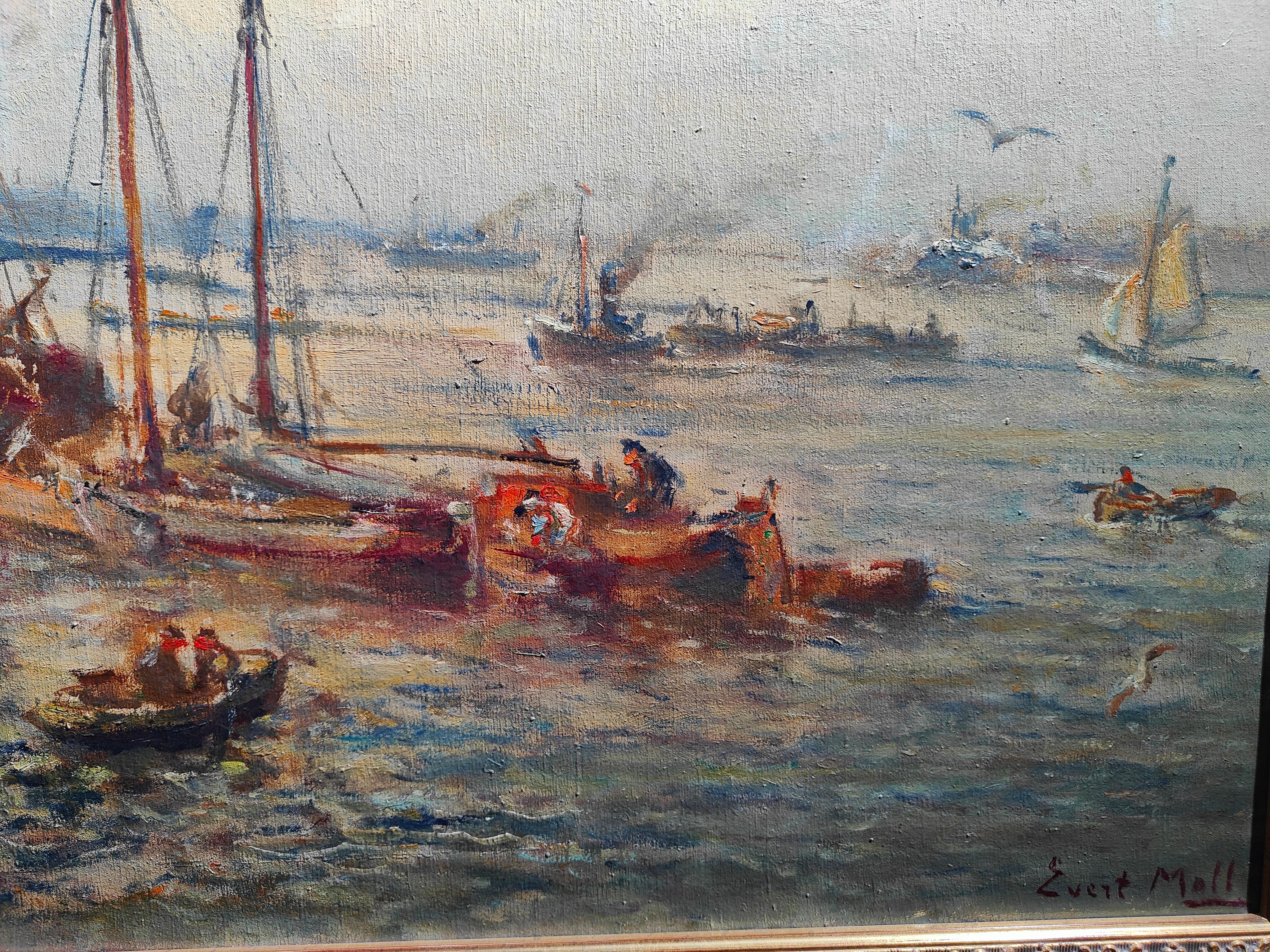 Large Marine Oil by Evert Moll Voorburg 1878-1955 the Hague For Sale 1