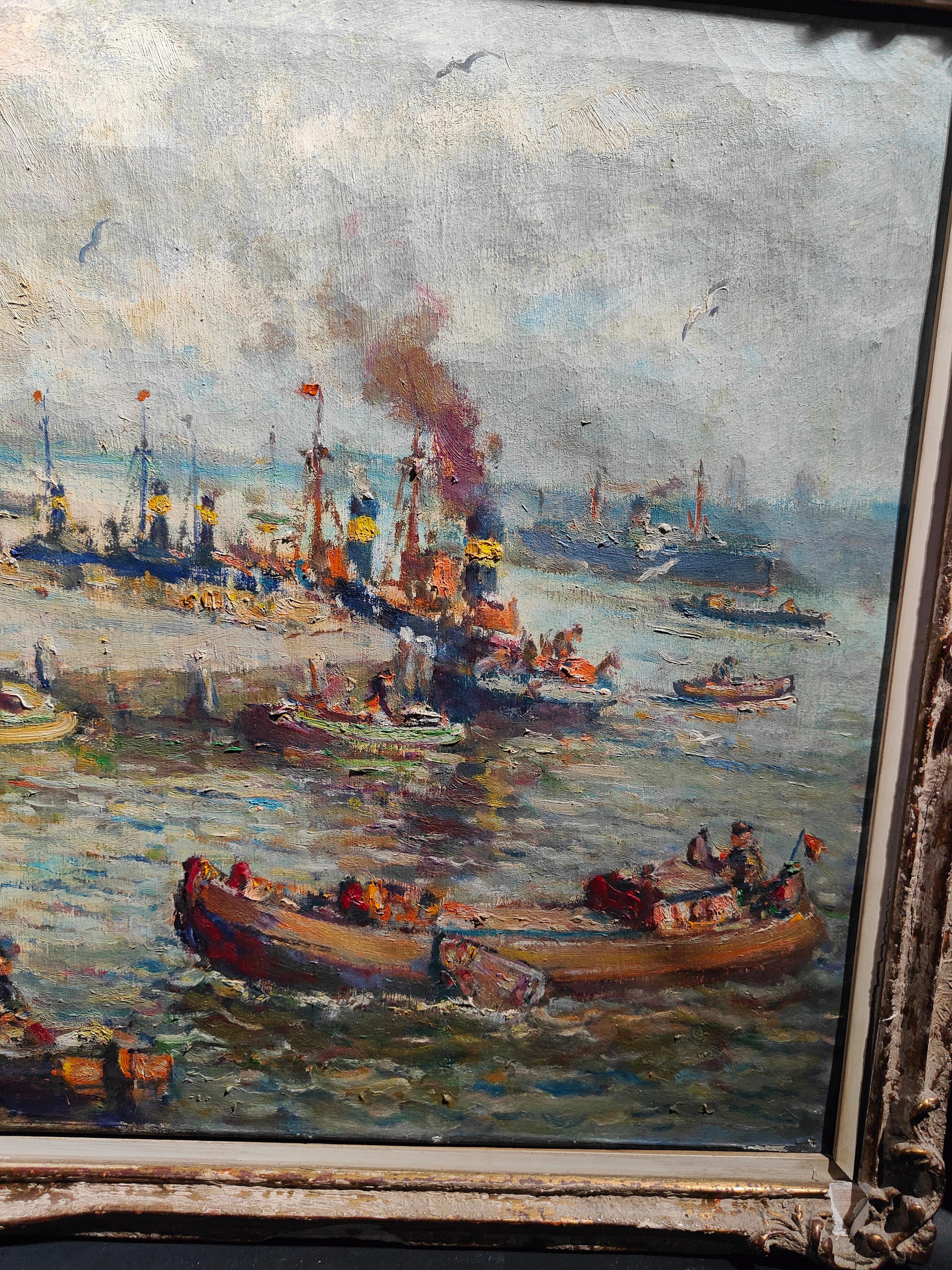 Large Marine Oil by Evert Moll Voorburg 1878-1955 the Hague For Sale 4