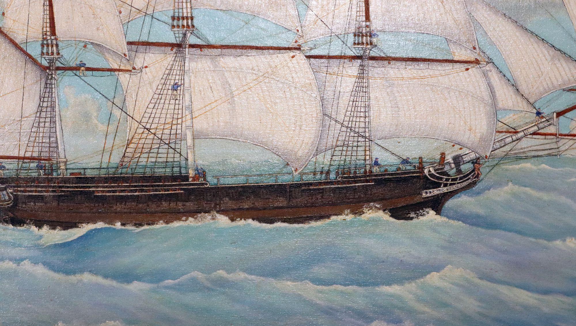 Großes Marinegemälde der Frigate Essex von Will Robedee (Farbe) im Angebot
