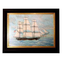 Large Marine Painting of the Frigate Essex by Will Robedee