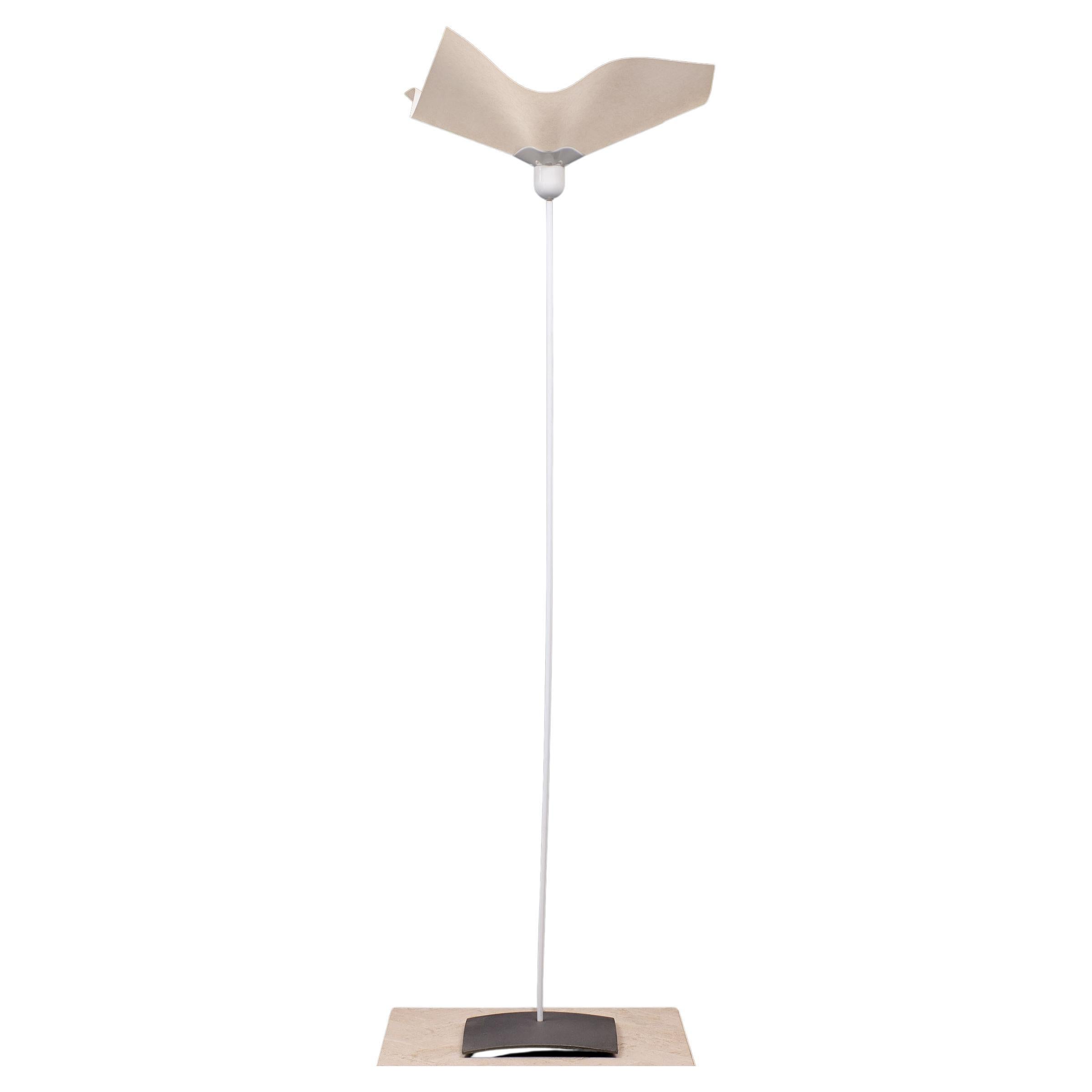 Beautiful Floor lamp .Model Area 50 Design by Mario Bellini 1974 for Artimide Italy
Materials: Square Grey painted cast iron base. White lacquered metal rod. Body in poly-carbonate. Synthetic textile fabric lampshade. Bakelite E27 socket..
Bought