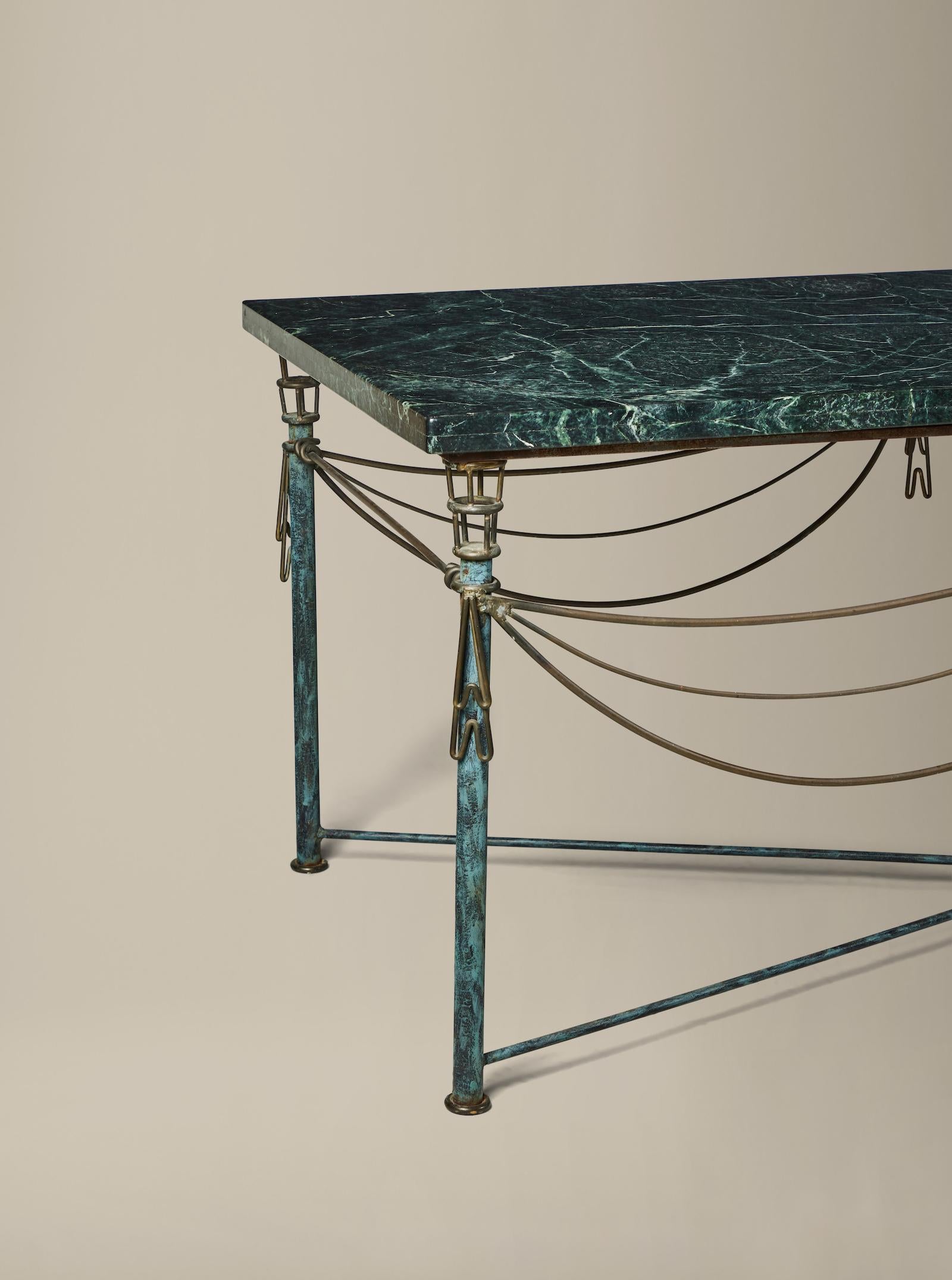 20th Century Large Mario Villa Metal and Marble Table