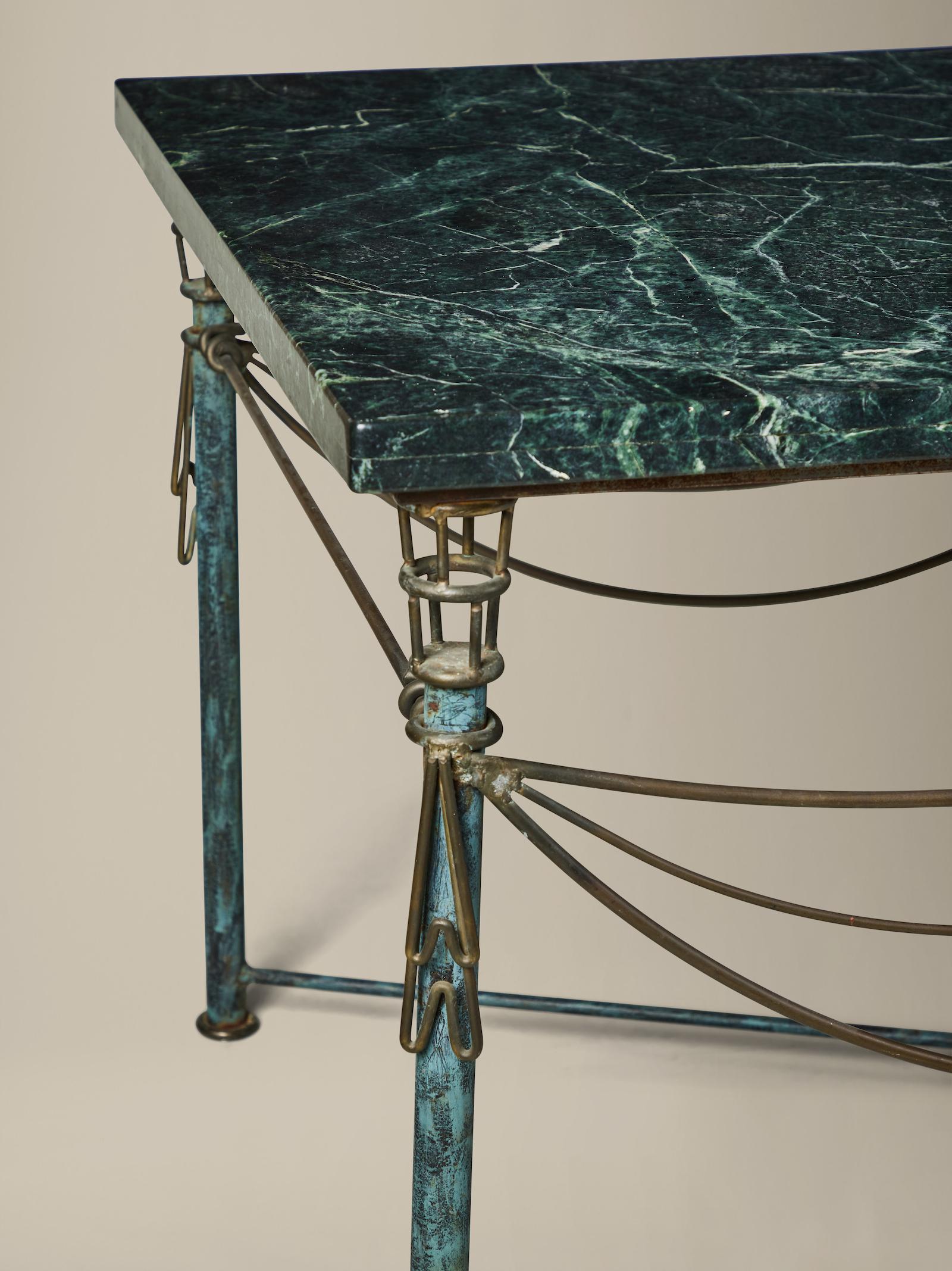 Large Mario Villa Metal and Marble Table 1