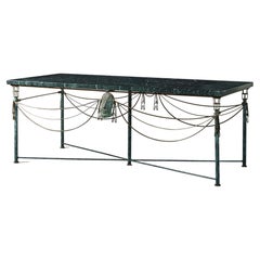 Large Mario Villa Metal and Marble Table