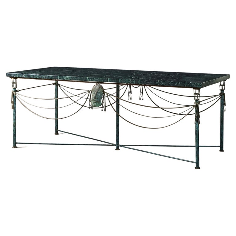 Large Mario Villa Metal and Marble Table For Sale