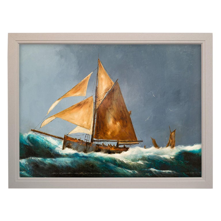 Large Maritime Oil Painting Vintage Ship Marine Art Original