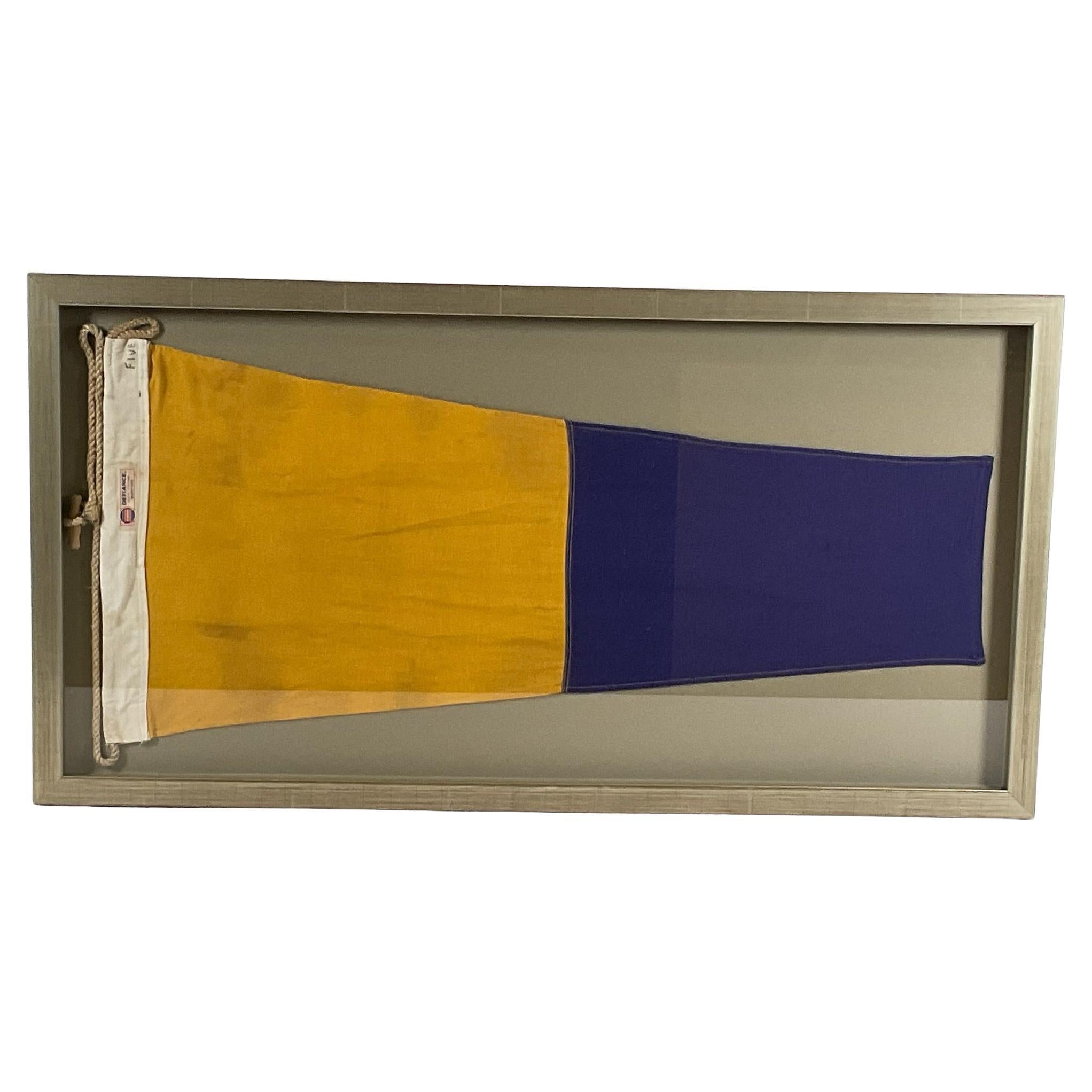 Large Maritime Signal Flag in Shadow Box Frame For Sale
