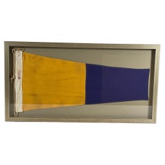Vintage Large Maritime Signal Flag in Shadow Box Frame