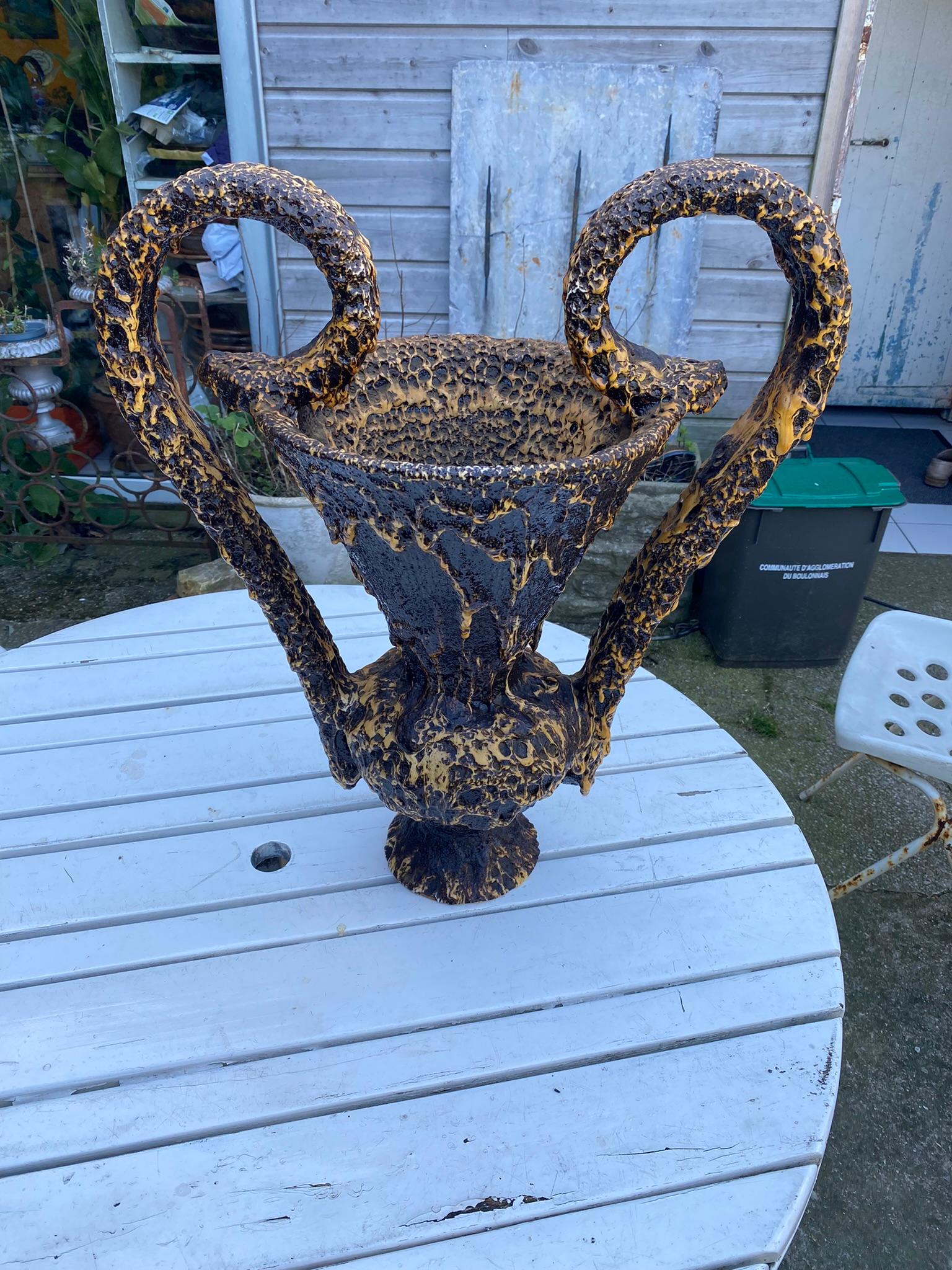 French Large Marius Giuge Vase, Vallauris circa 1950 For Sale