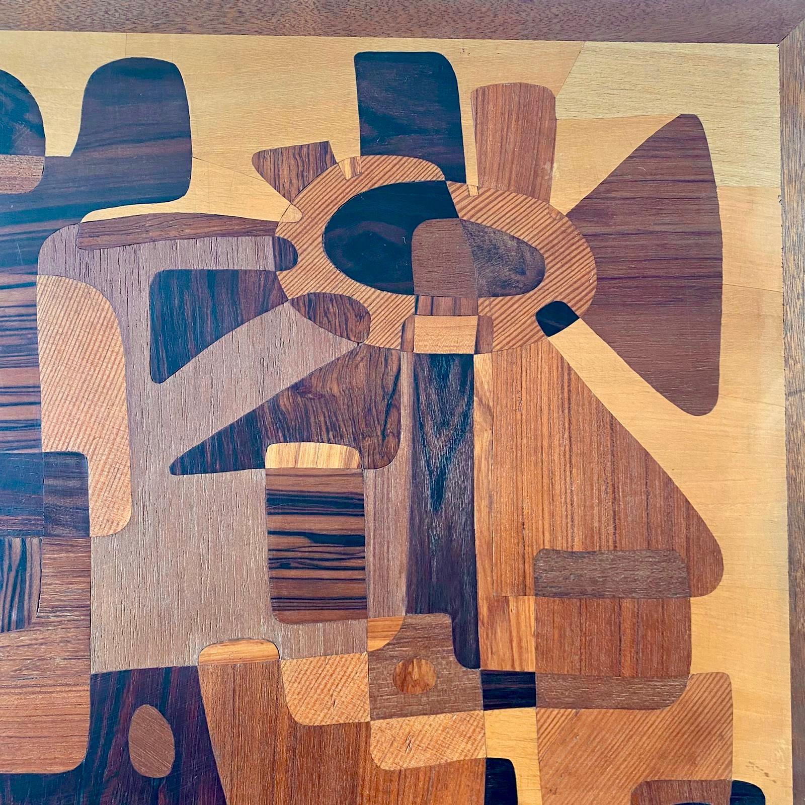 Large Marquetry Geometric Panel Wall Art, Mid Century Modern For Sale 2