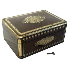 Large marquetry jewelry box or casket, 19th century