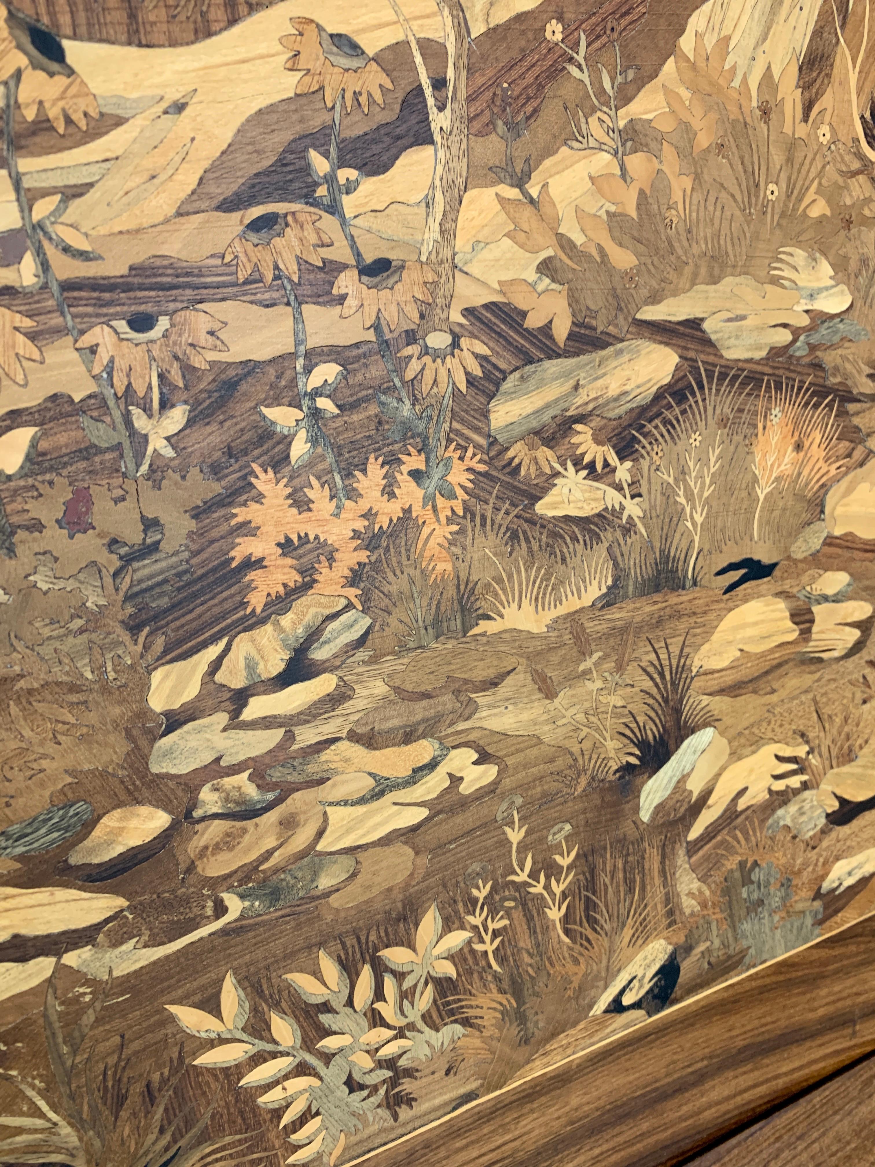 Large Marquetry Scenic Forest Wall Panel For Sale 2