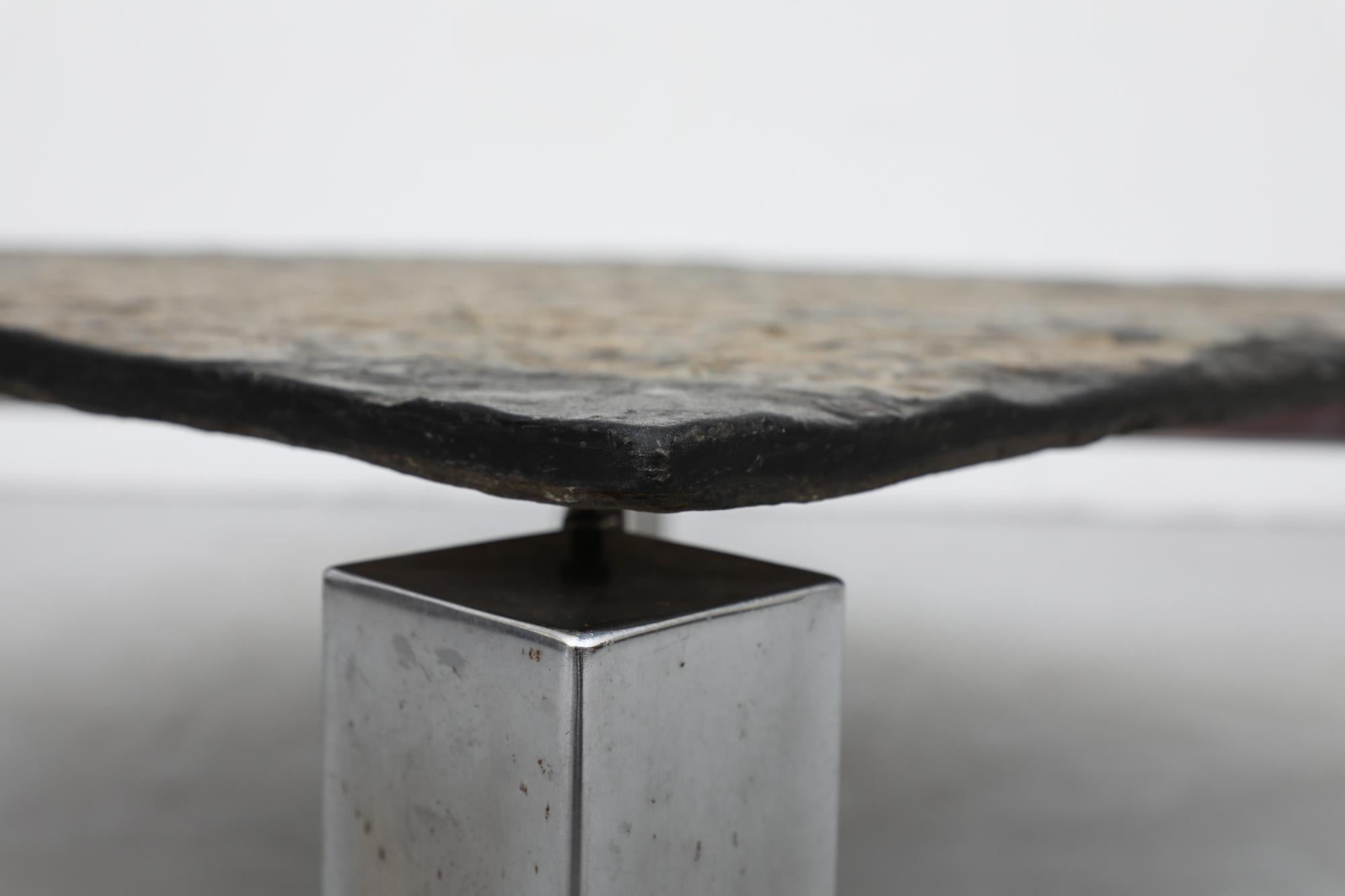 Magnifique table basse flottante de style Martin Visser avec base chromée en vente 6