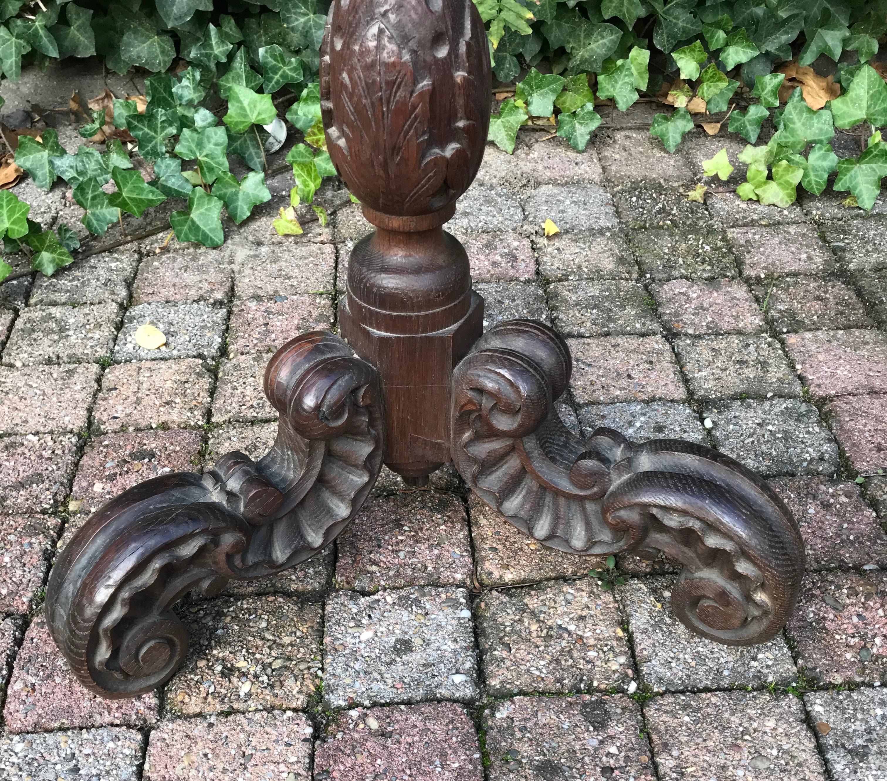 Dutch Large & Marvelous Pair of Handcrafted Oak Gueridon Flower Tables, Pedestals For Sale