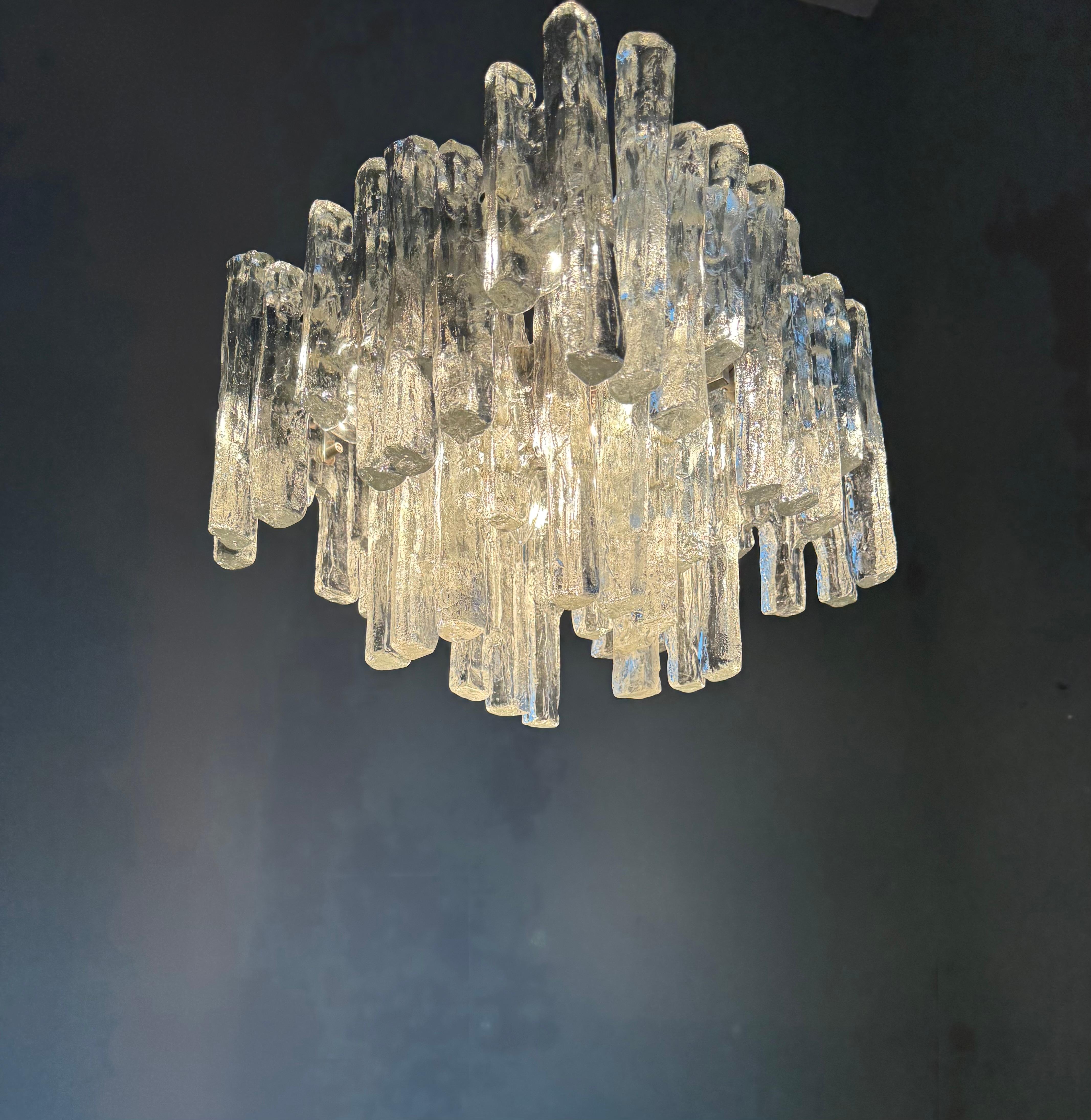 Large & Marvelous Shape Austria Kalmar Chandelier Iced Murano Glass & Nickel For Sale 8