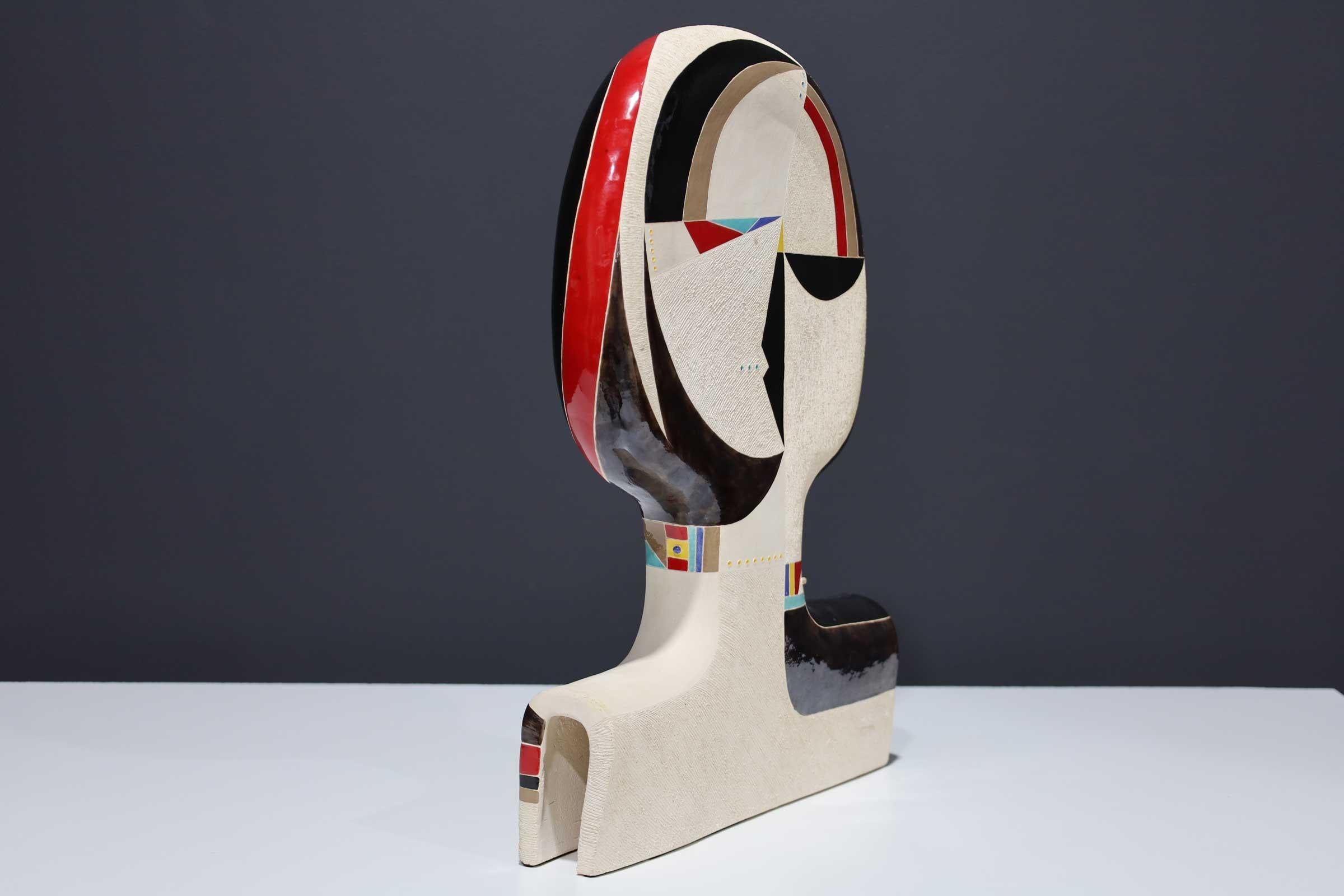 20th Century Large Mary-Ann Prack Ceramic Face Sculpture, Picasso Style