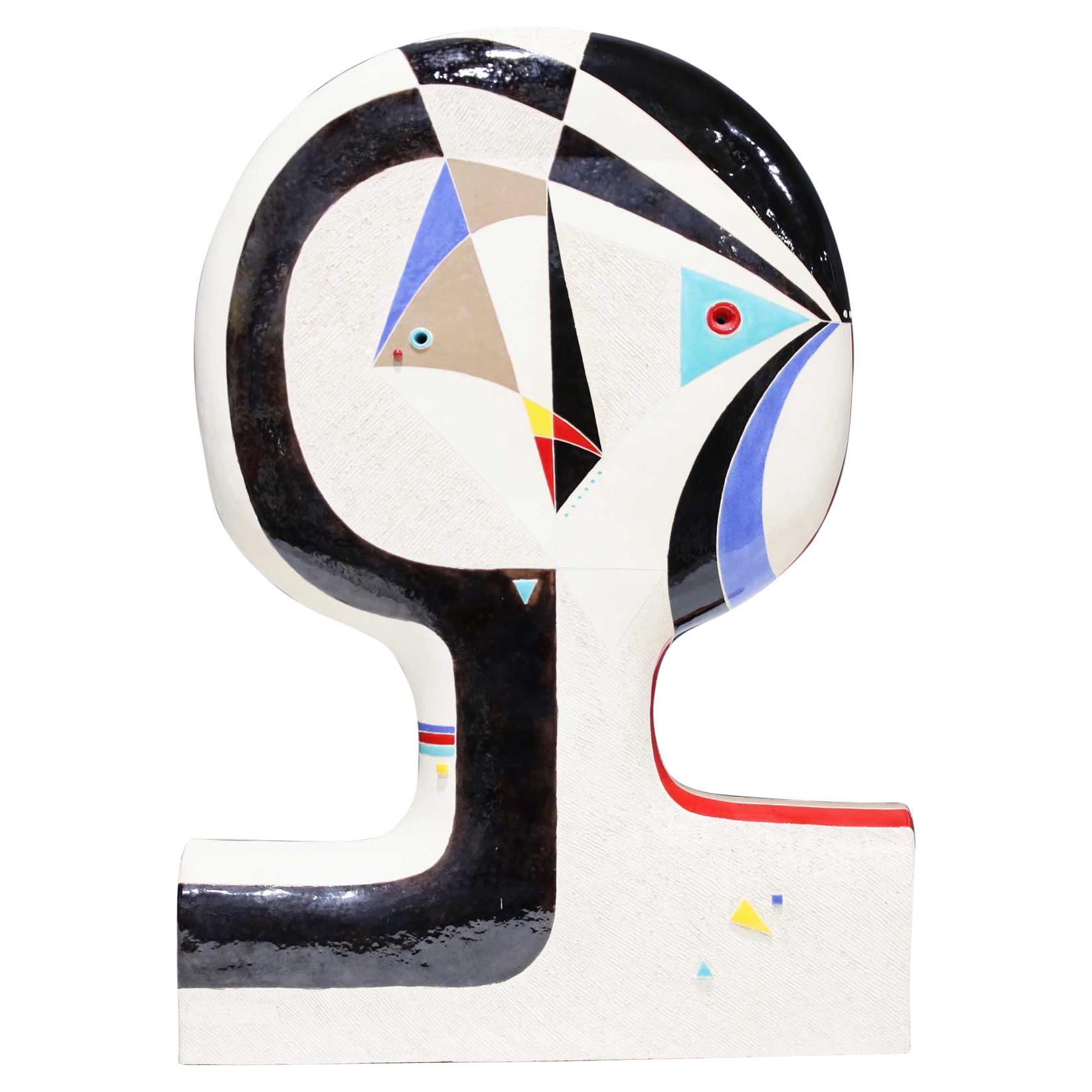 Large Mary-Ann Prack Ceramic Face Sculpture, Picasso Style