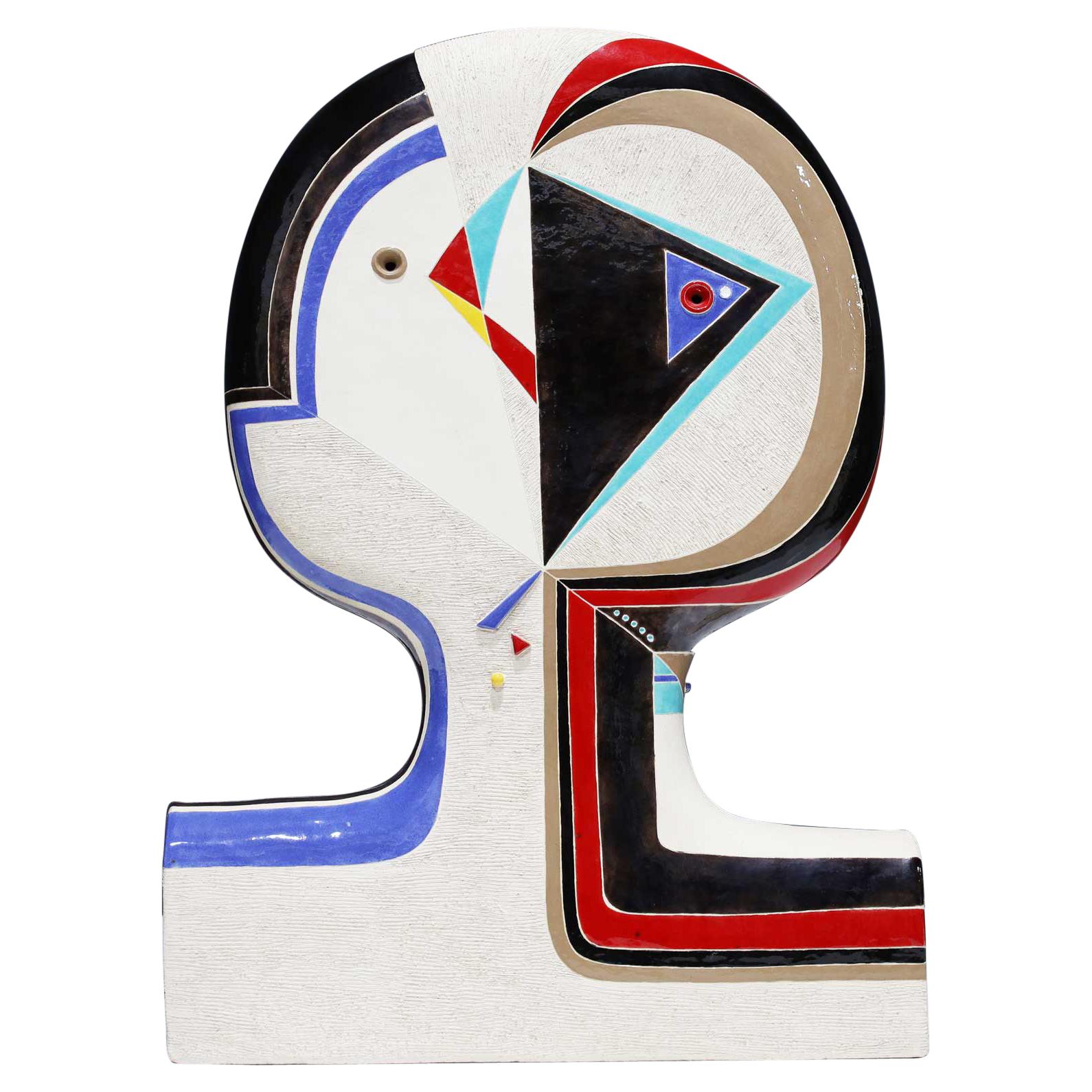 Large Mary-Ann Prack Ceramic Face Sculpture, Picasso Style