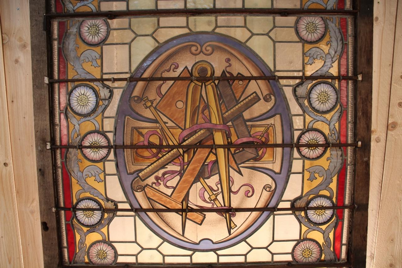 Large Masonic Stained Glass Signed from Champigneulle 3