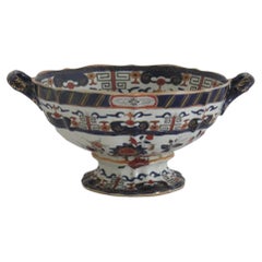 Antique Large Mason's Ironstone Bowl in Chinoiserie Greek Key floral Pattern, circa 1838