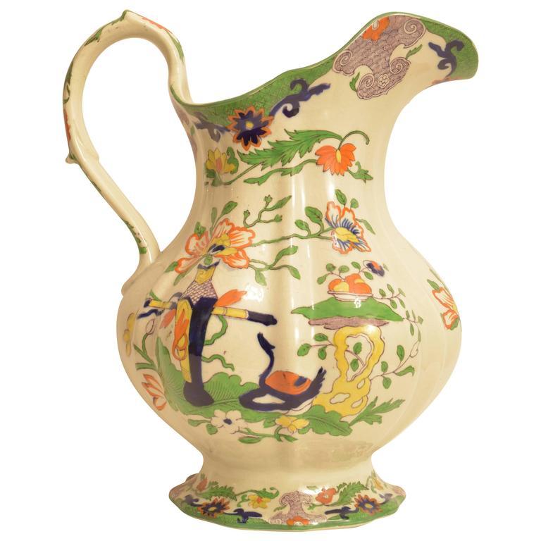 Large Mason's Ironstone Pitcher In Excellent Condition For Sale In San Antonio, TX
